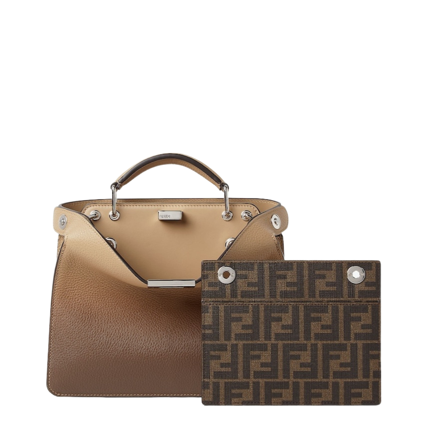 Peekaboo ISeeU Small Leather Shoulder Bags - Beige - Image 2