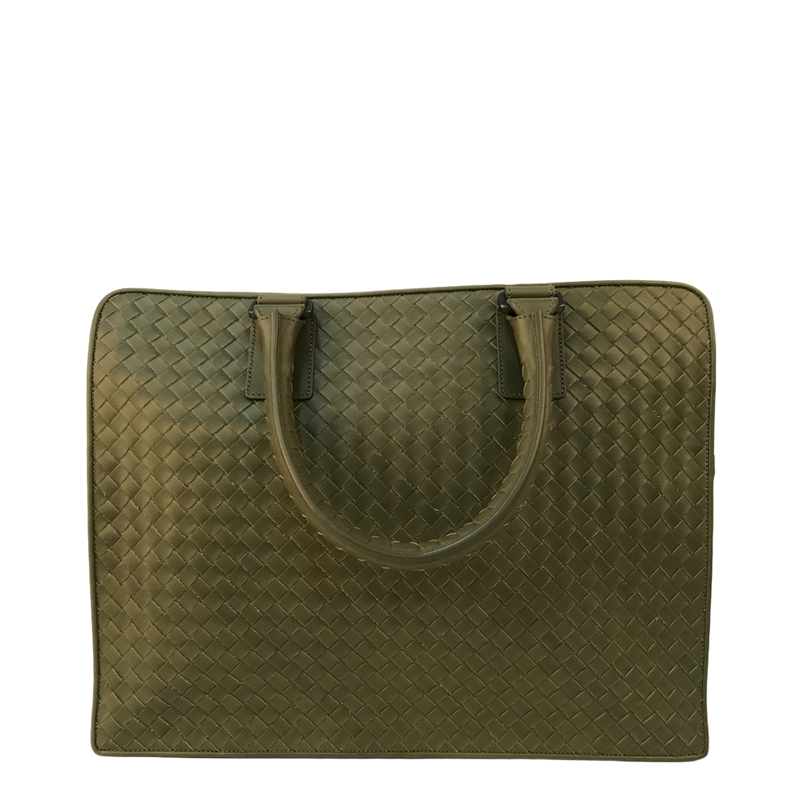 Intrecciato Leather Briefcase - Green - Image 1