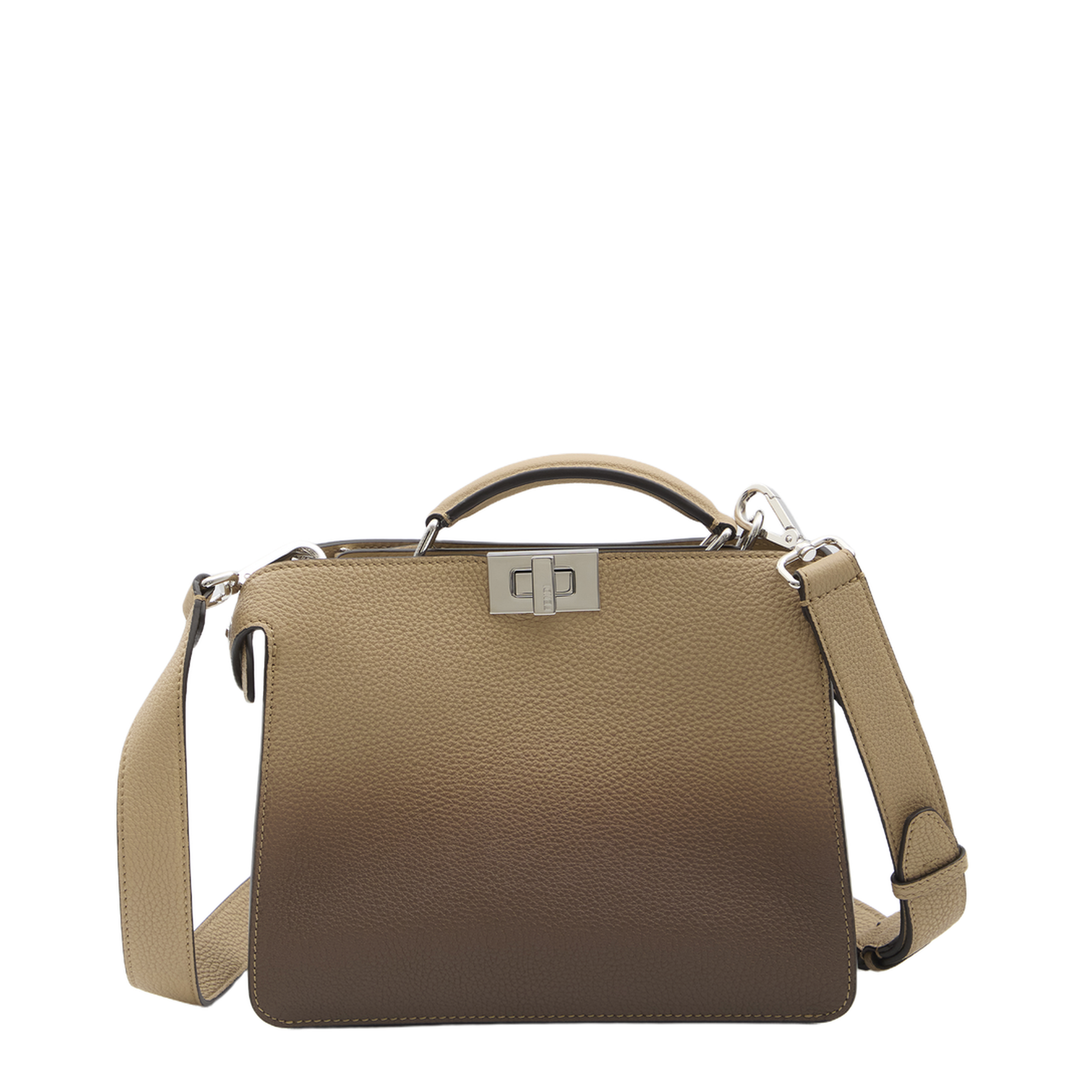 Peekaboo ISeeU Small Leather Shoulder Bags - Beige/Brown Gradient - Image 2