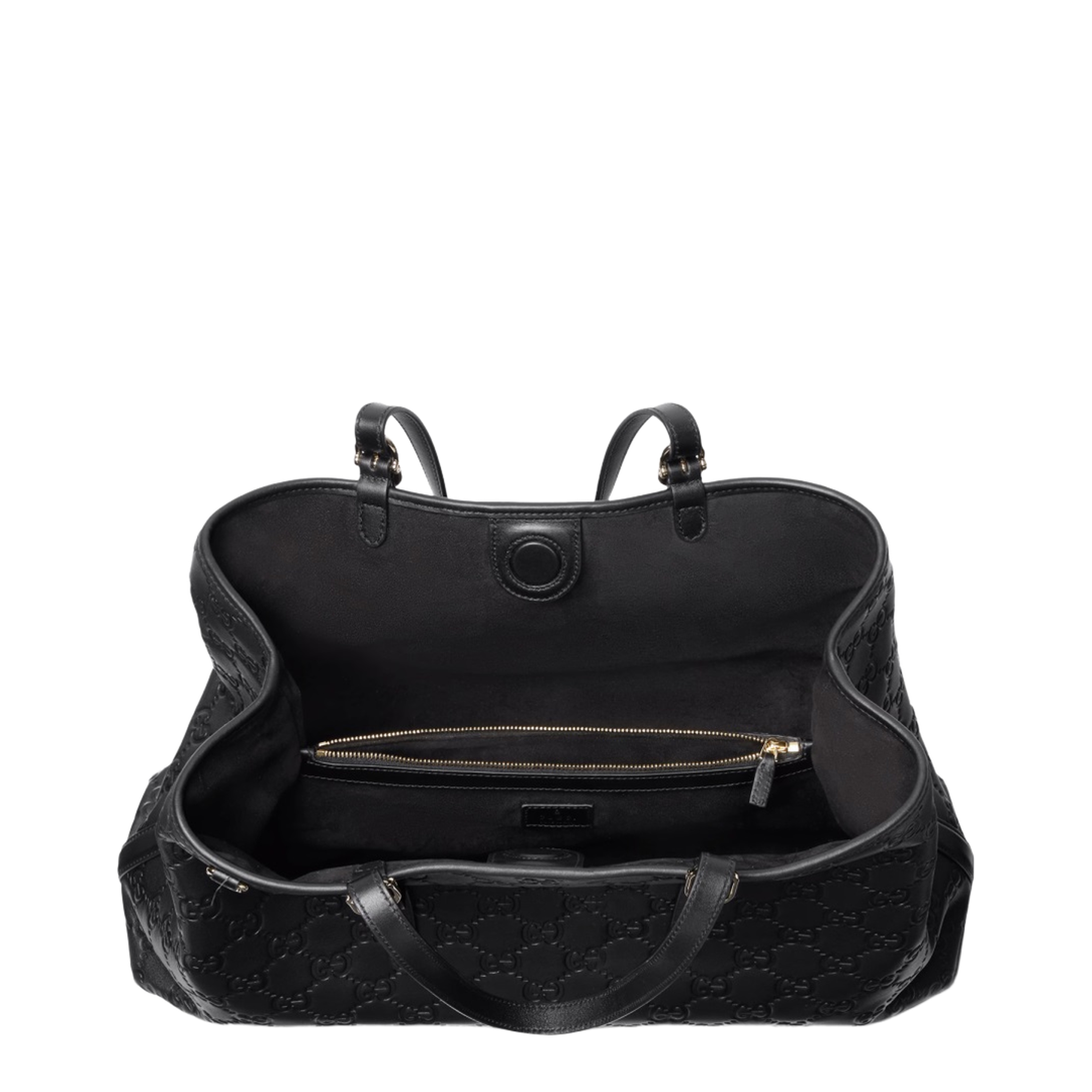 Emblem Large Leather Tote - Black - Image 5