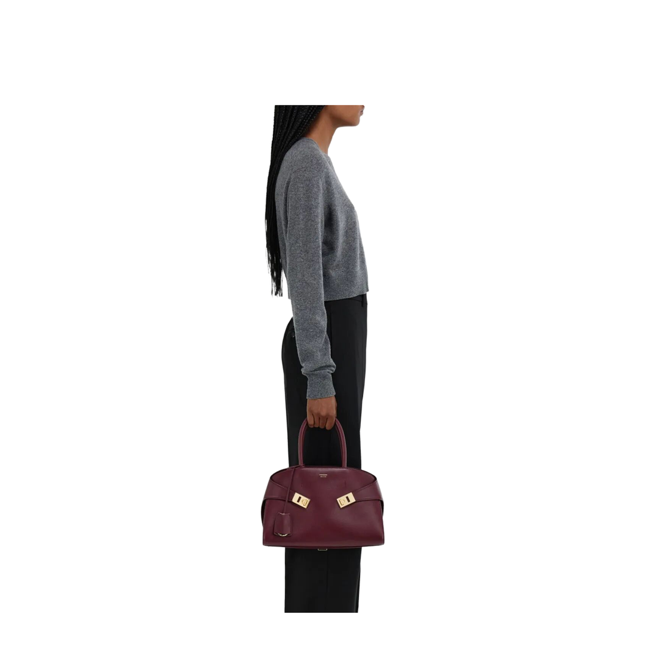 Hug M Handbag Leather Plum - Image 4