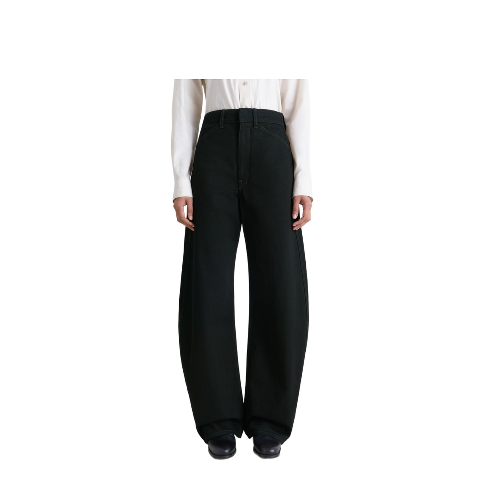 Cotton High-Waisted Trousers - Image 3