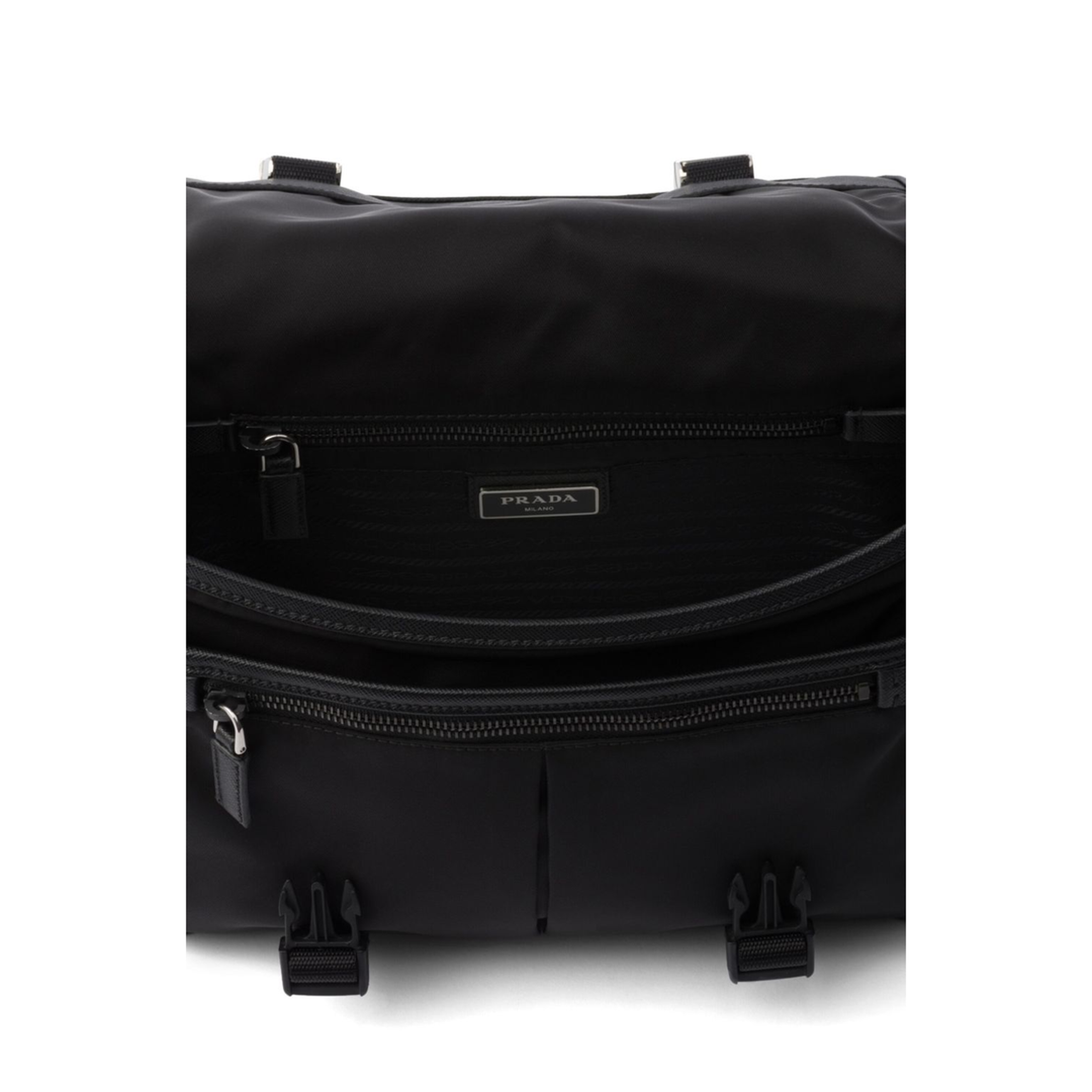 Re-Nylon Saffiano Leather Shoulder Bag - Black - Image 5