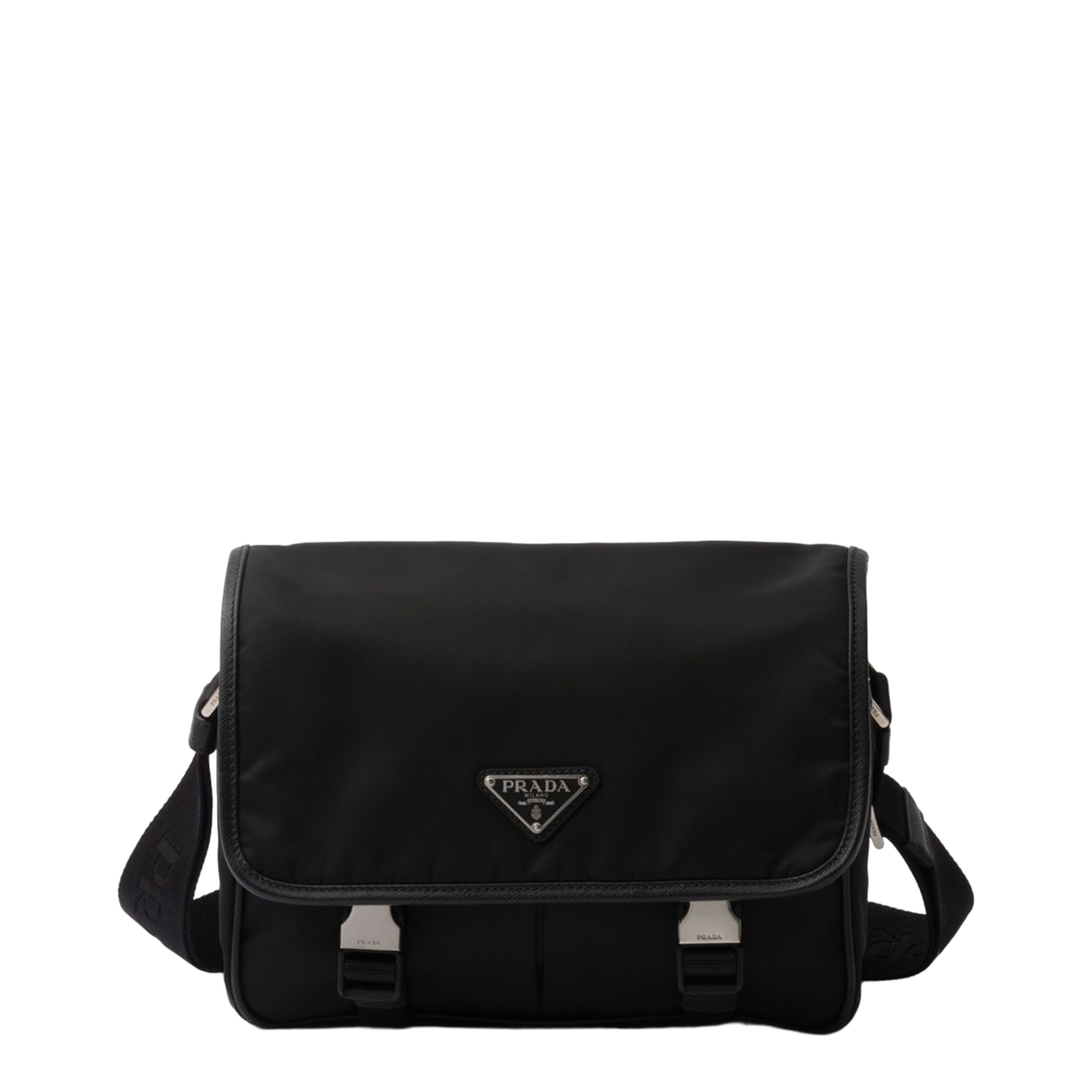 Re-Nylon Saffiano Leather Shoulder Bag - Black - Image 1