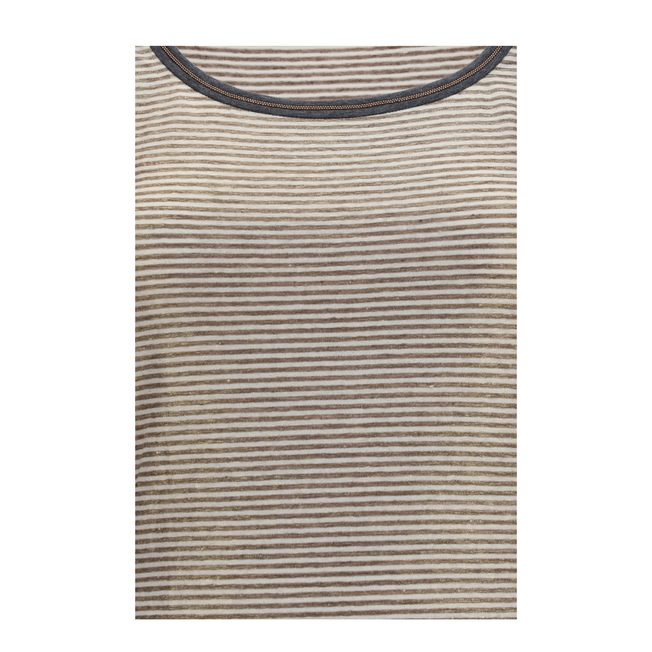 Striped Linen Lamé Jersey Tank Top with Glossy Finishes - Image 3