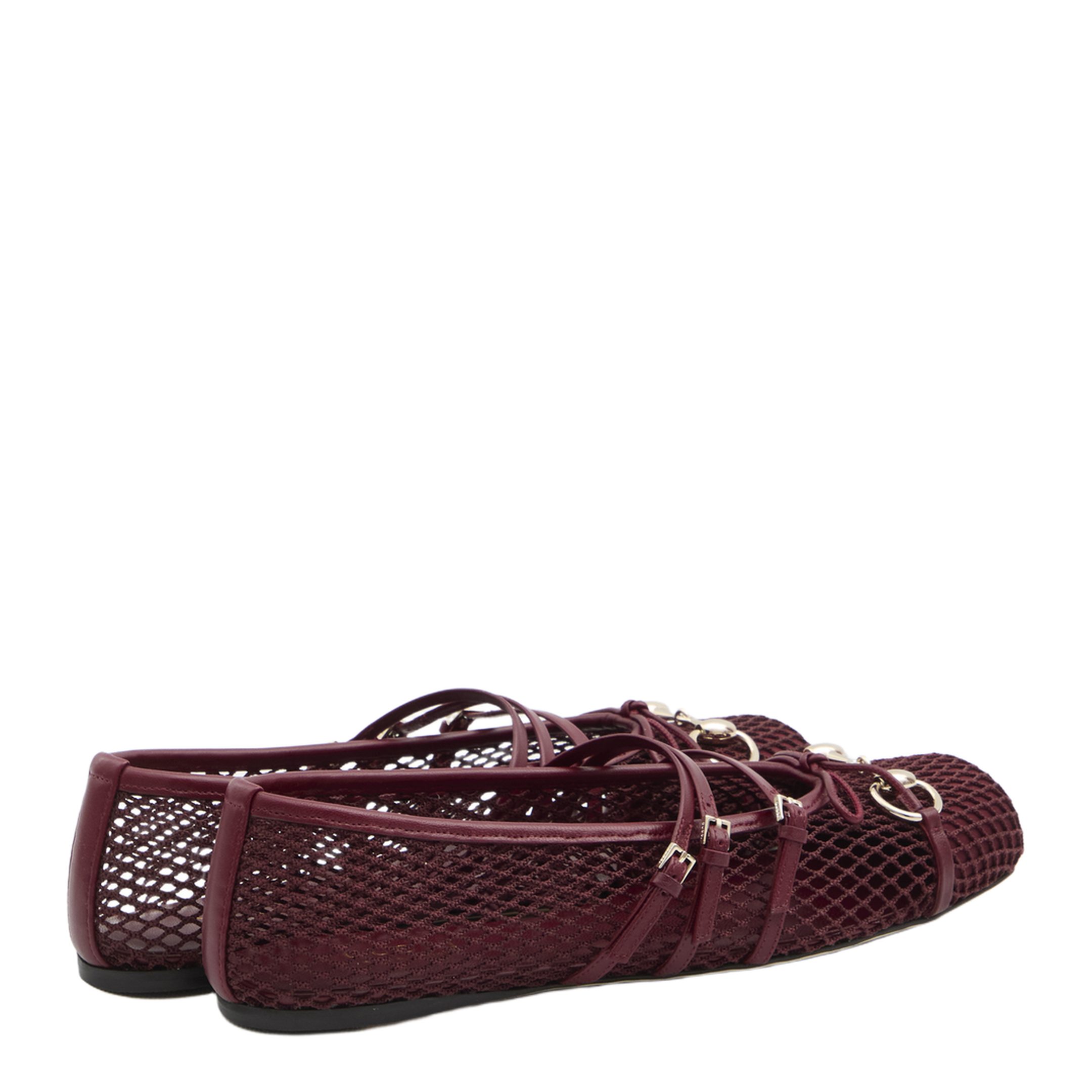 Horsebit Ballet Flat in Rosso Ancora Mesh - Image 3