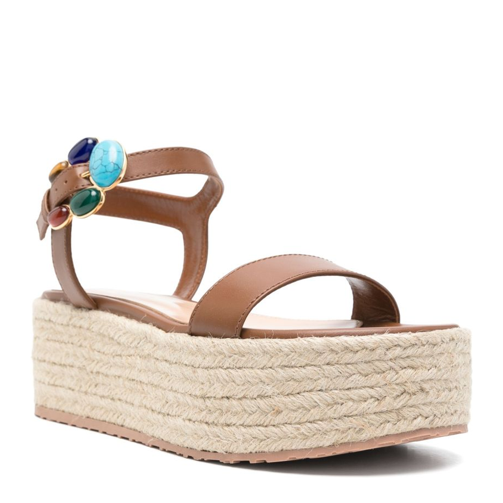 Leather Brown Platform Sandals - Image 2