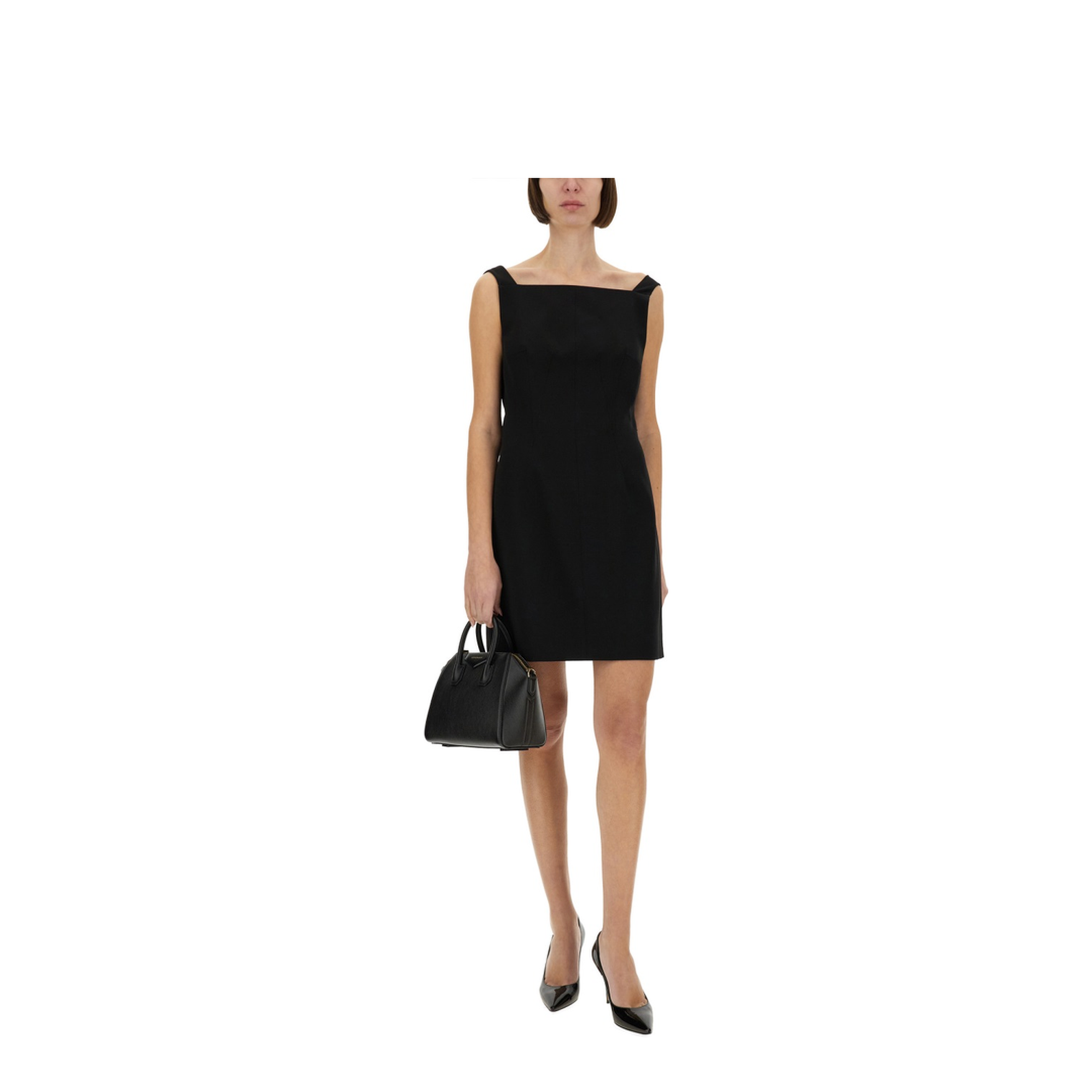 Black Mini Dress with Back Neckline - Image 2