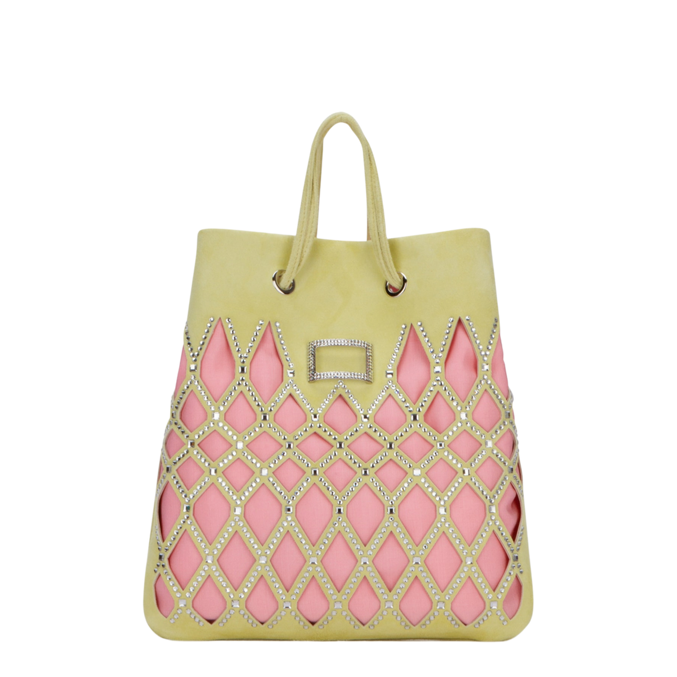 Viv' Pocket Queeny Cut-Out Suede Mini Bag - Yellow / Pink - Image 2