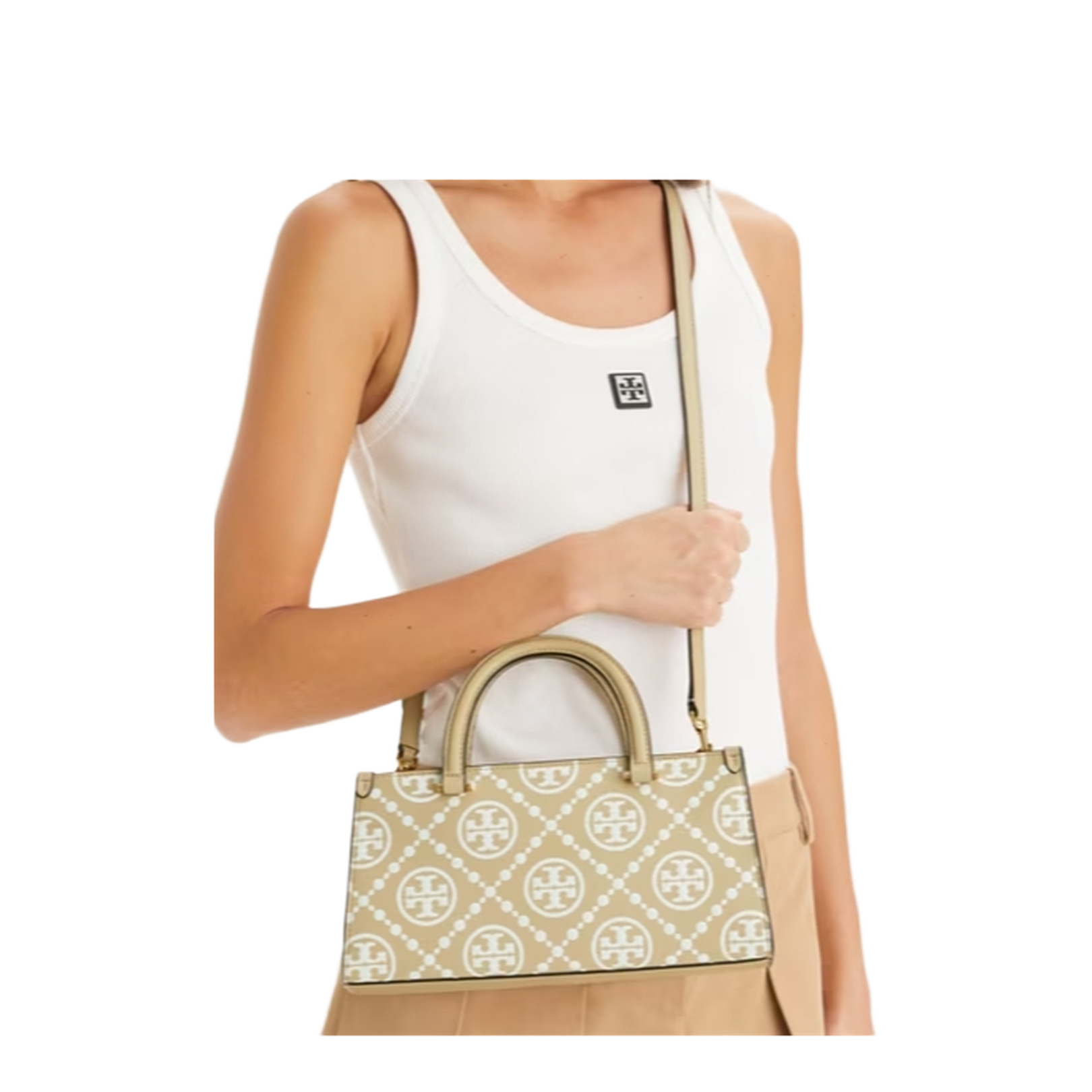 Contrast Embossed E/W Small Tote - Image 4
