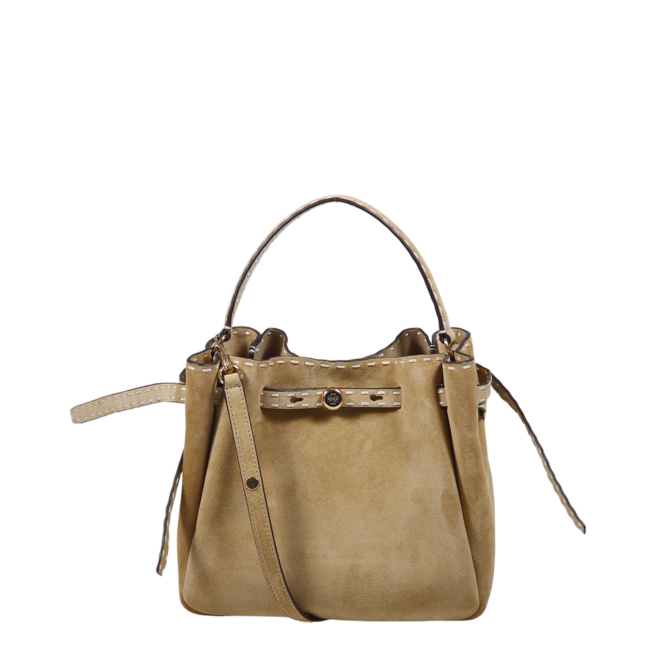 Pick Stitch Suede Bucket Bag - Butter - Image 3