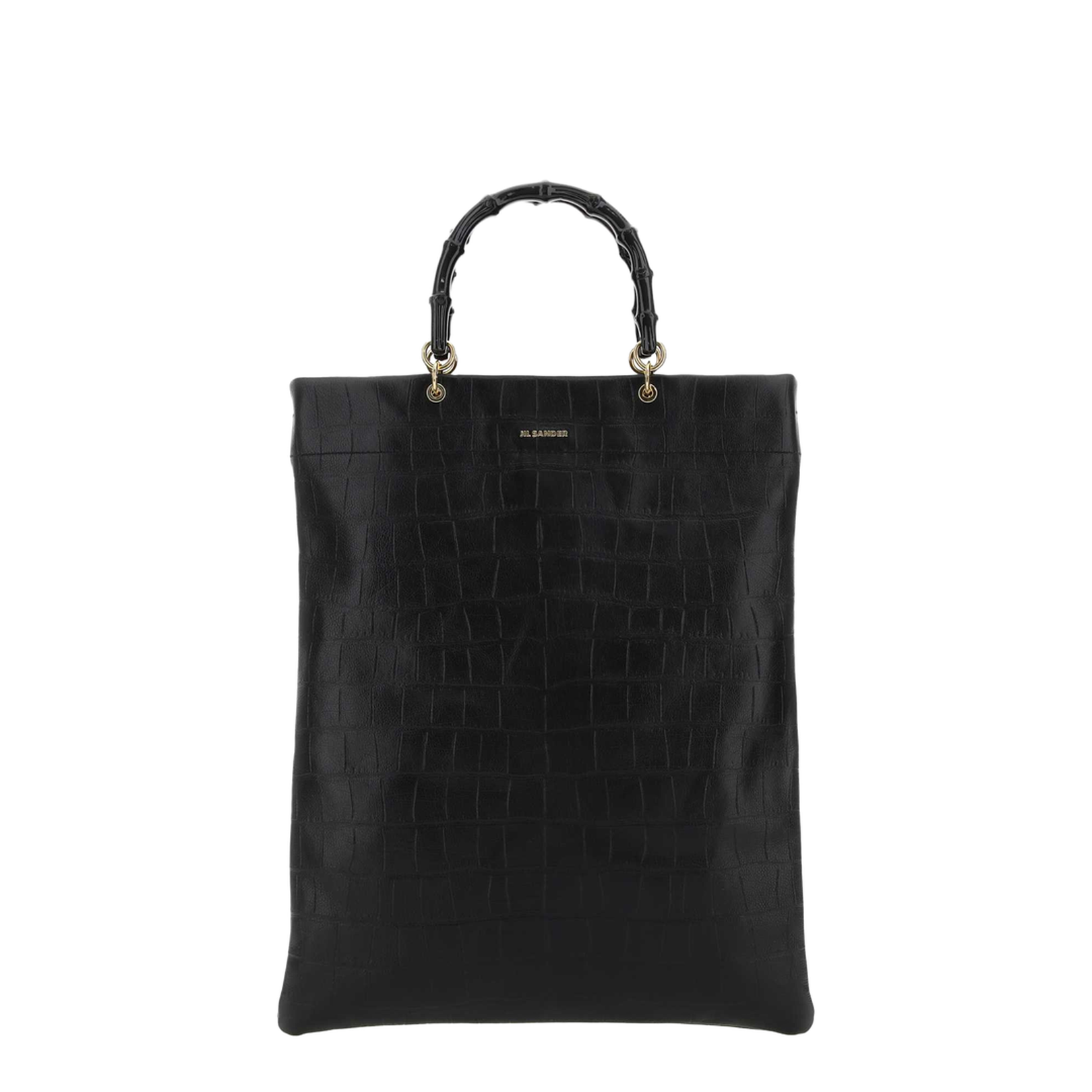 Black Leather Medium Shopping Bag - Image 1