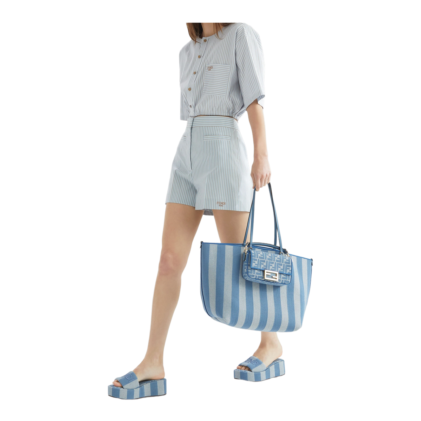 Roll Large Canvas Shopper Bags - Pastel Blue - Image 5