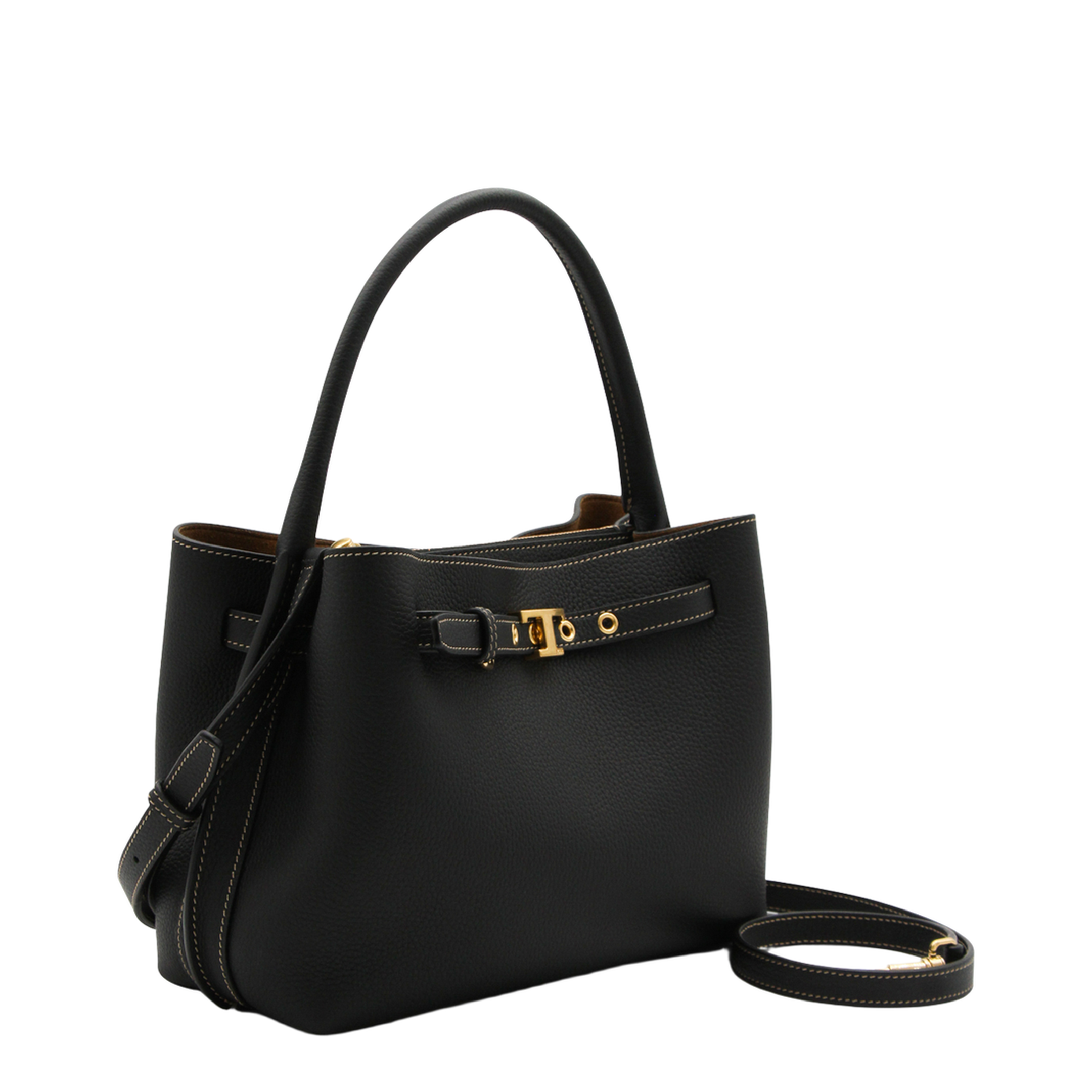 T Timeless Mini Calfskin Leather Top-Handle Bag - Black - Image 3