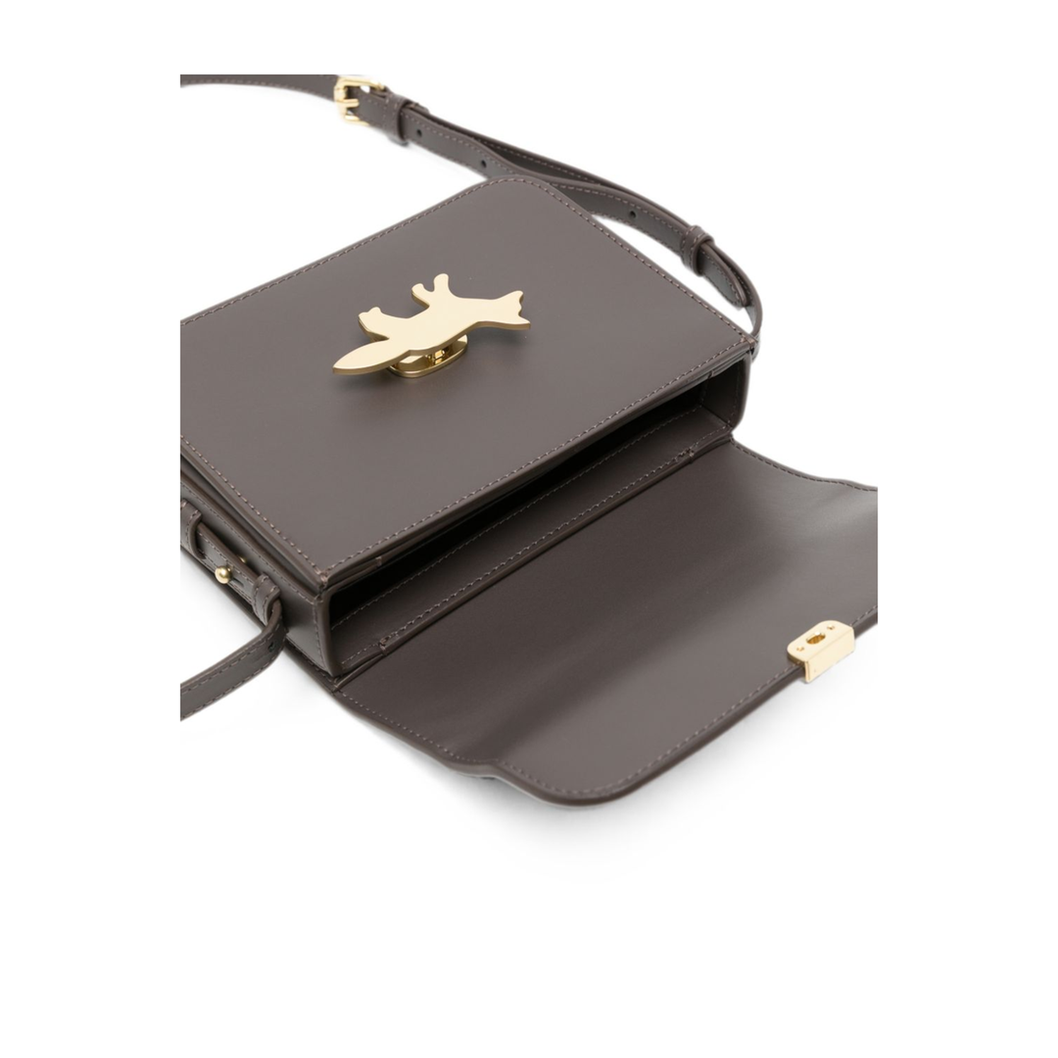 Small Matte Leather Crossbody Bag - Brown - Image 2