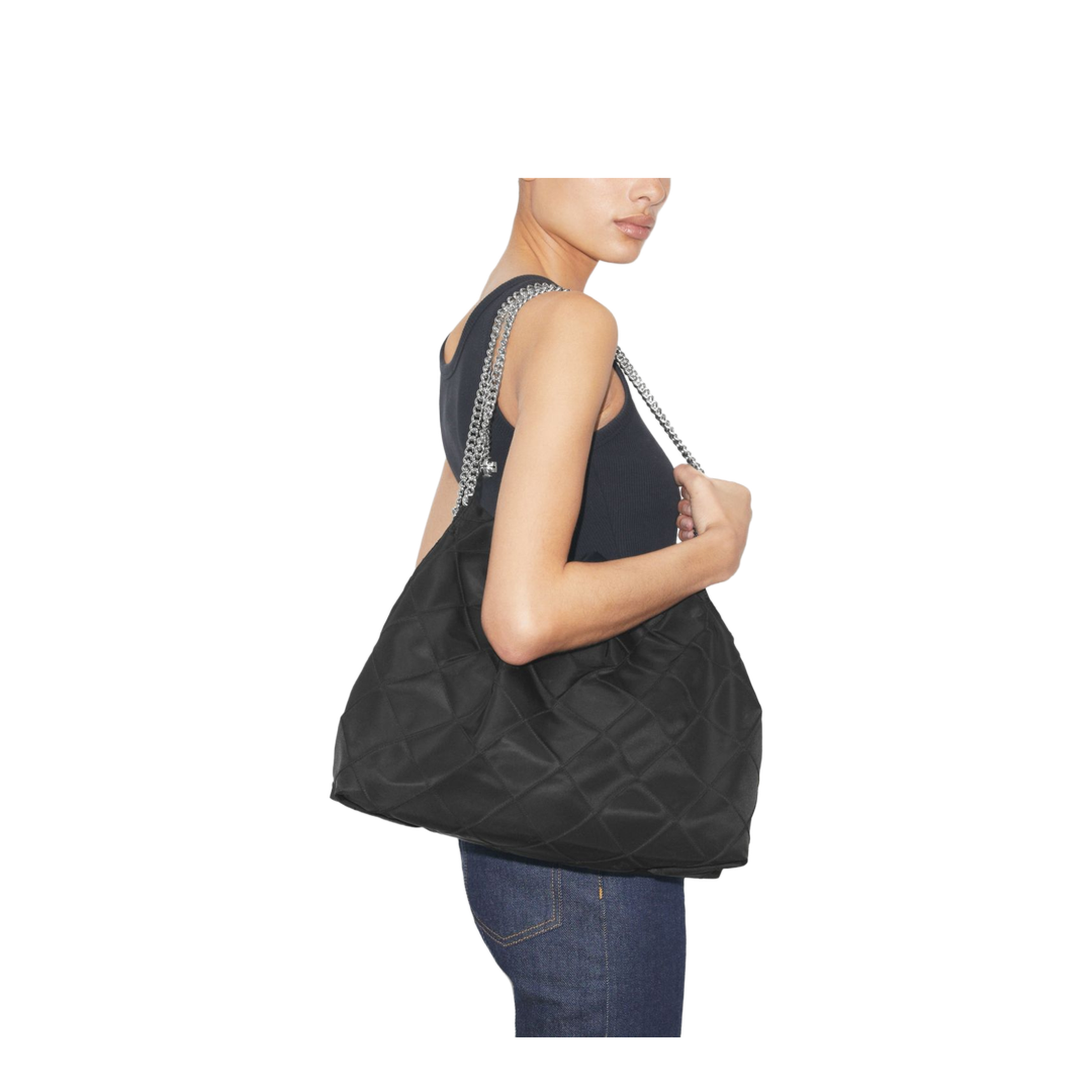 Fleming Nylon Hobo Bag - Black - Image 3