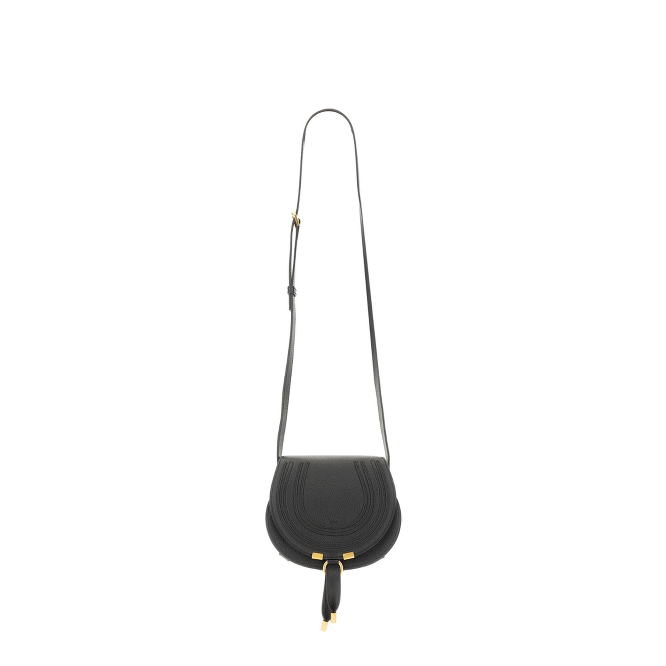 Marcie Small Calfskin Saddle Bag - Black - Image 1