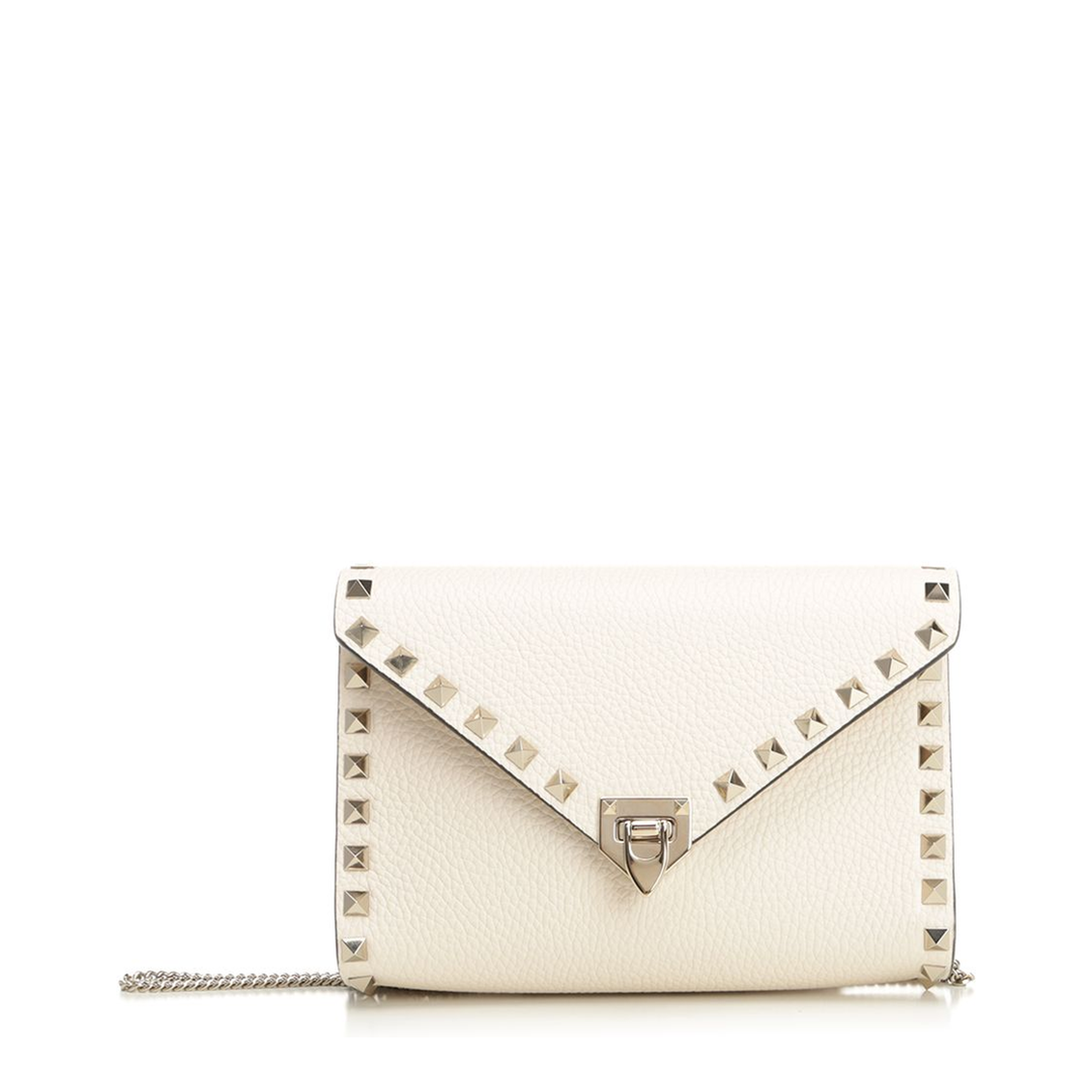 Rockstud Mini Calfskin Crossbody With Chain - Light Ivory - Image 1