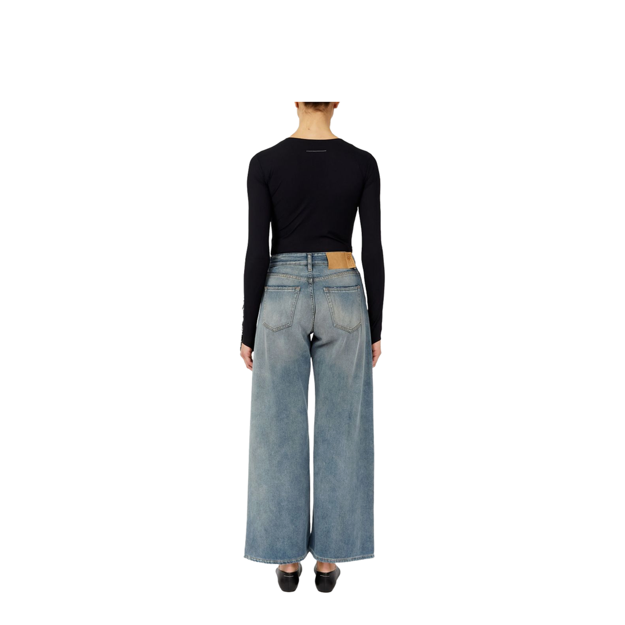 Wide-leg jeans with worn effect - Image 2