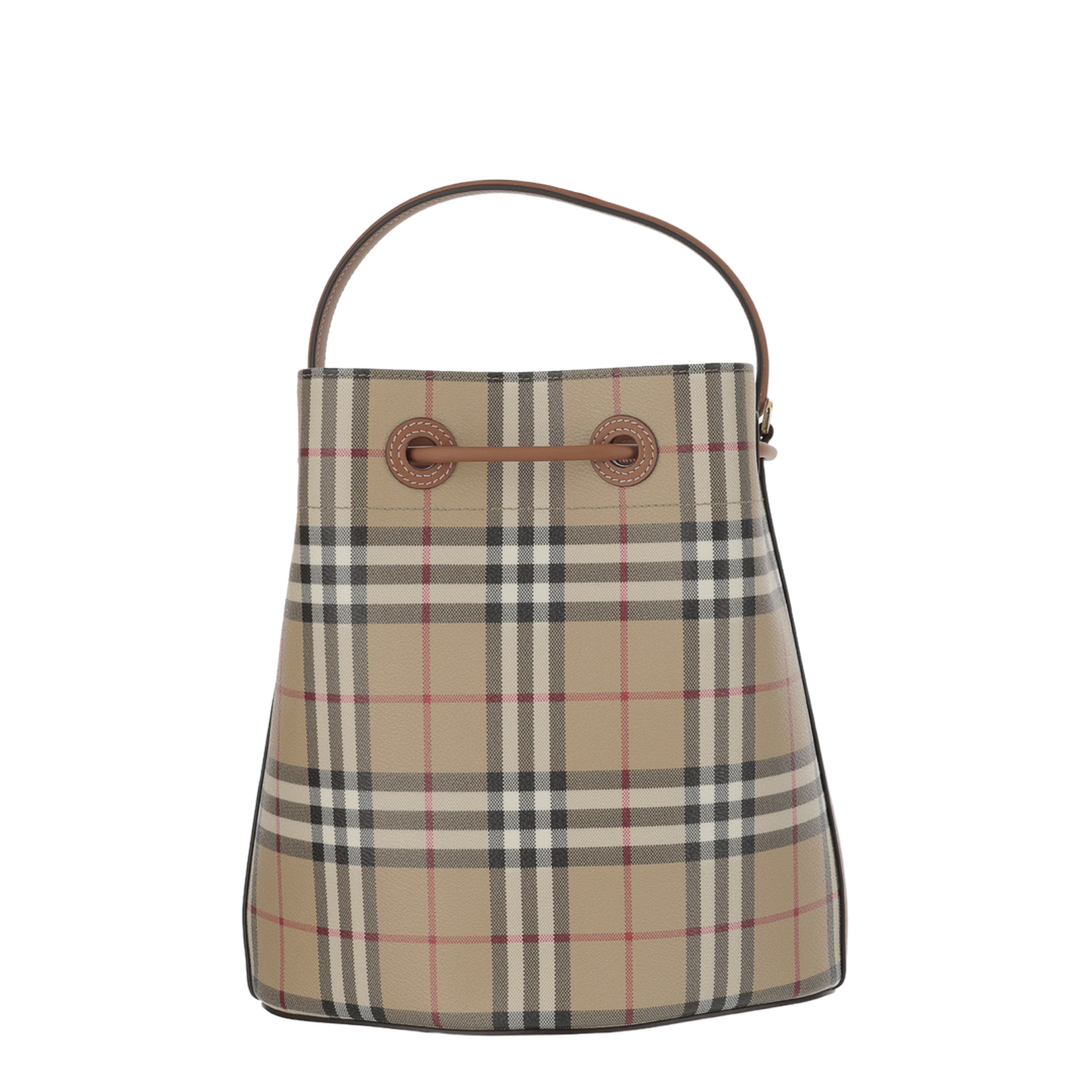 Mini Check Bucket Bag Coated Canvas - Archive Beige/Briar Brown - Image 3