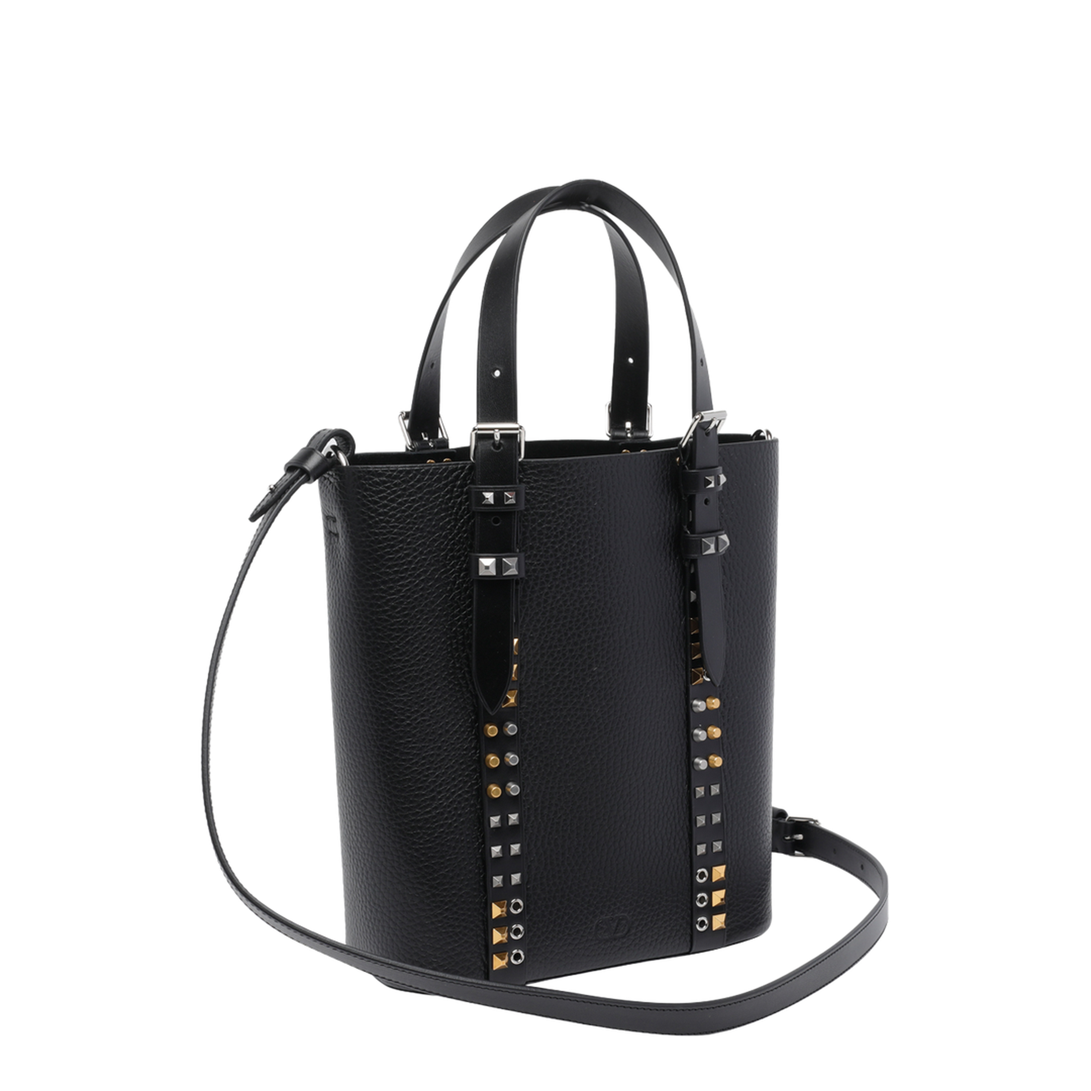 Rockstud Small Calfskin Tote - Black - Image 2