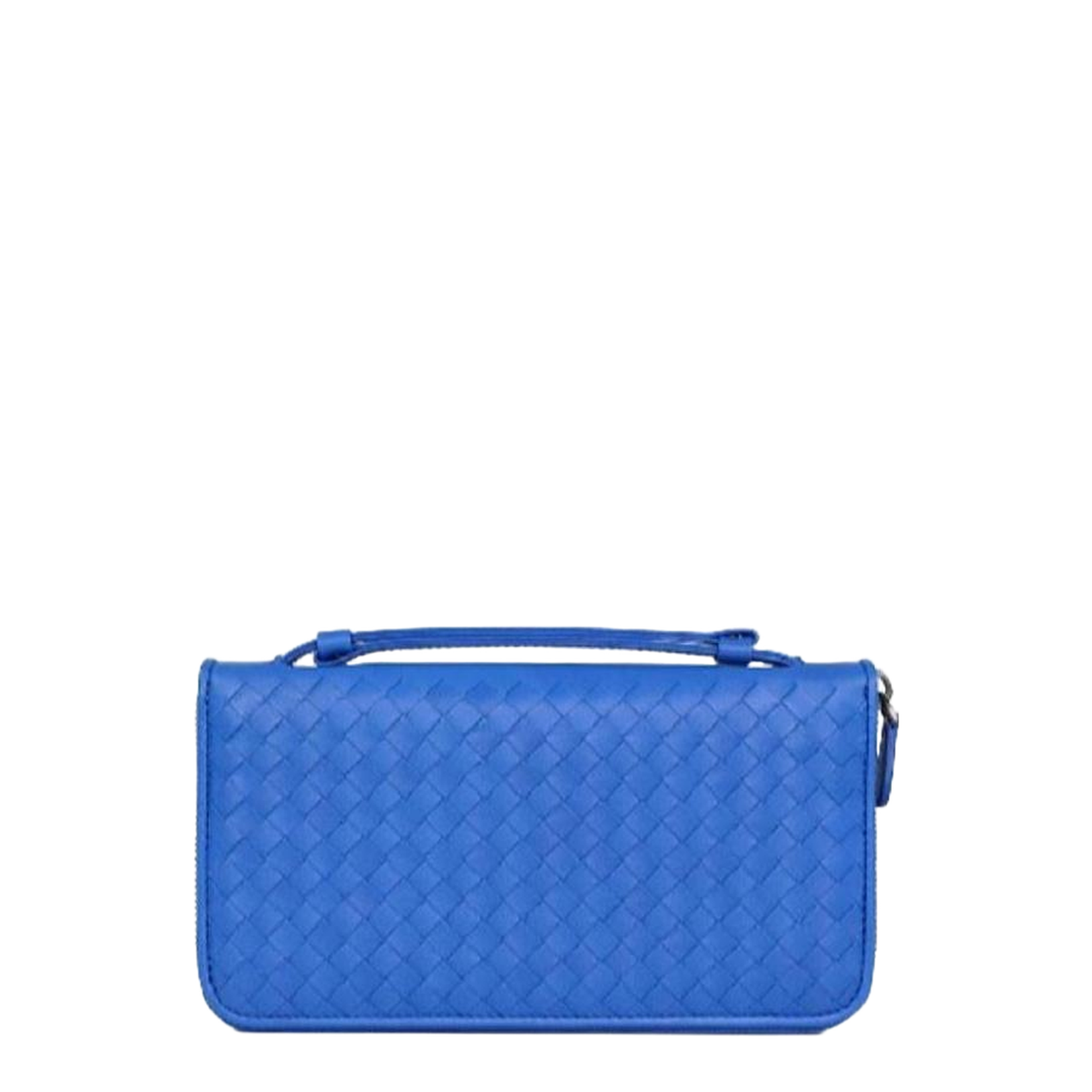 Intrecciato Leather Wallet - Blue - Image 1