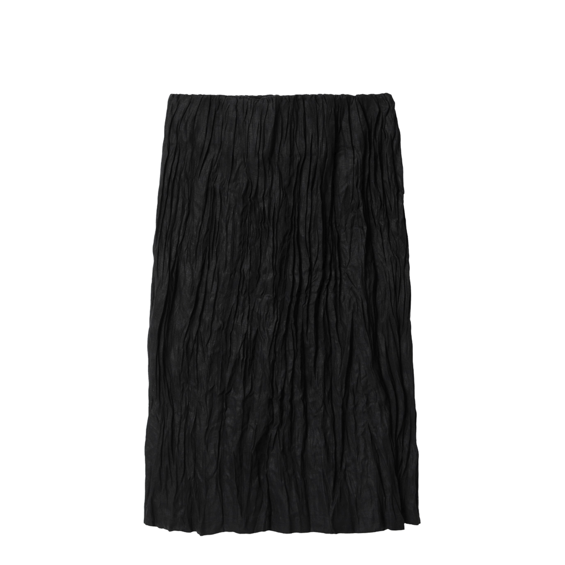 Black Crinkled Linen Skirt - Image 2