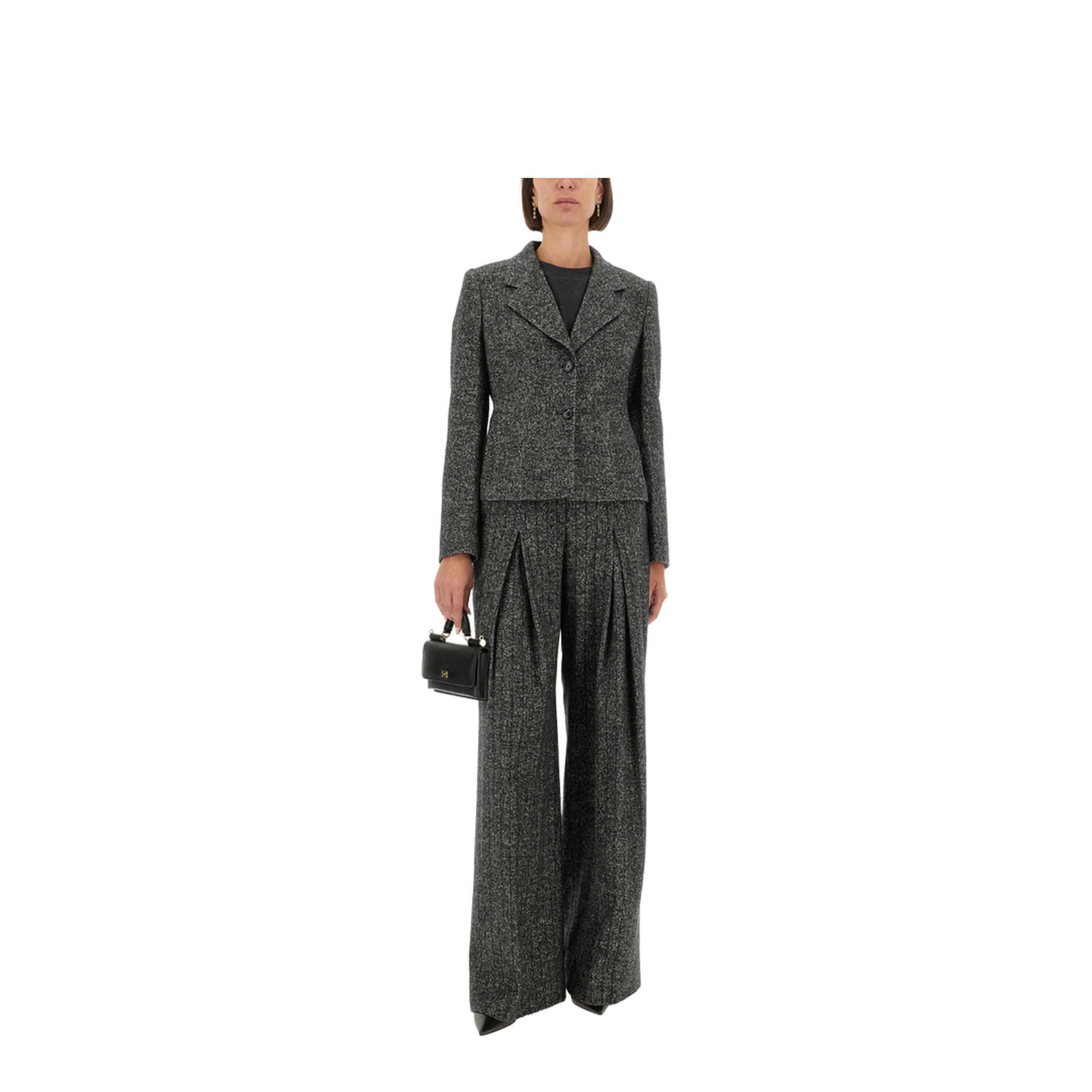 Wide Dark Grey Striped Trousers - Image 2