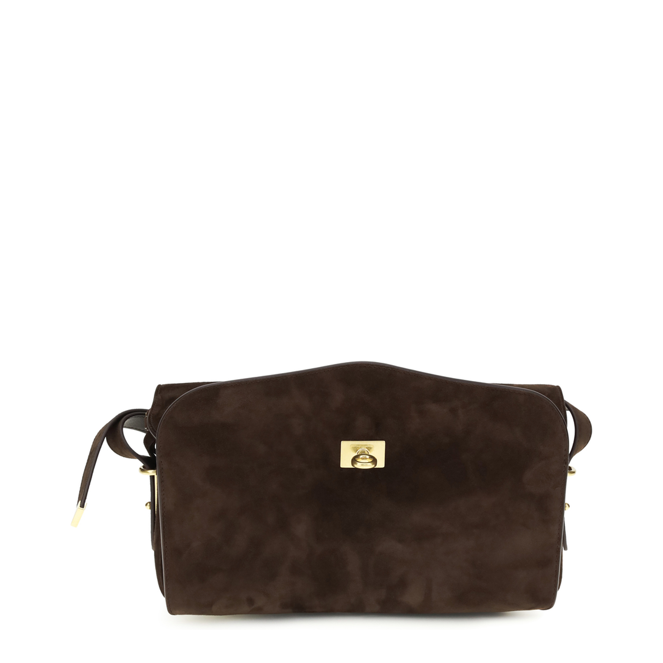 Le 7 Medium Calf Suede Crossbody - Brown - Image 1