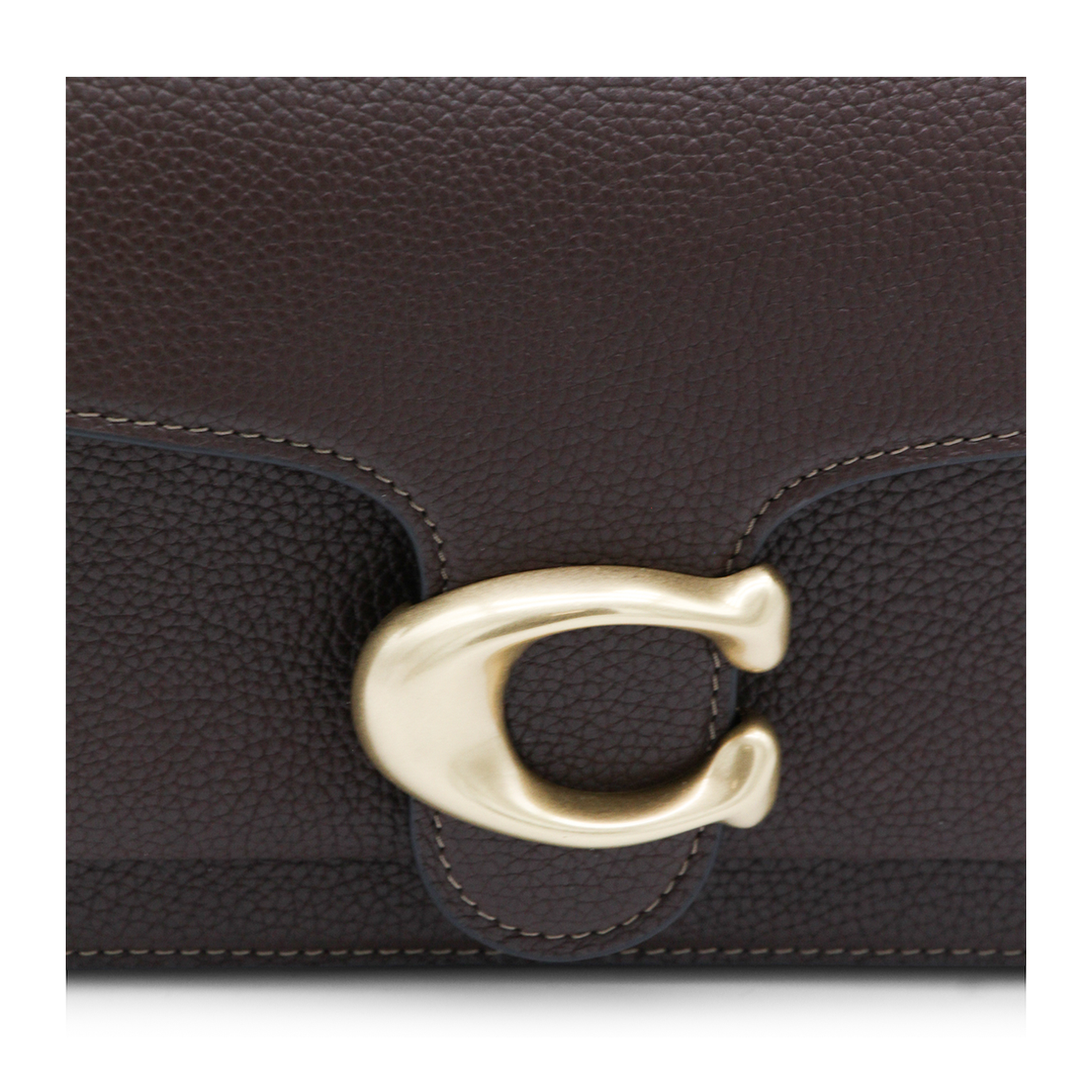 Tabby 26 Polished Pebble Leather Shoulder Bag - Brass/Chalk - Image 7