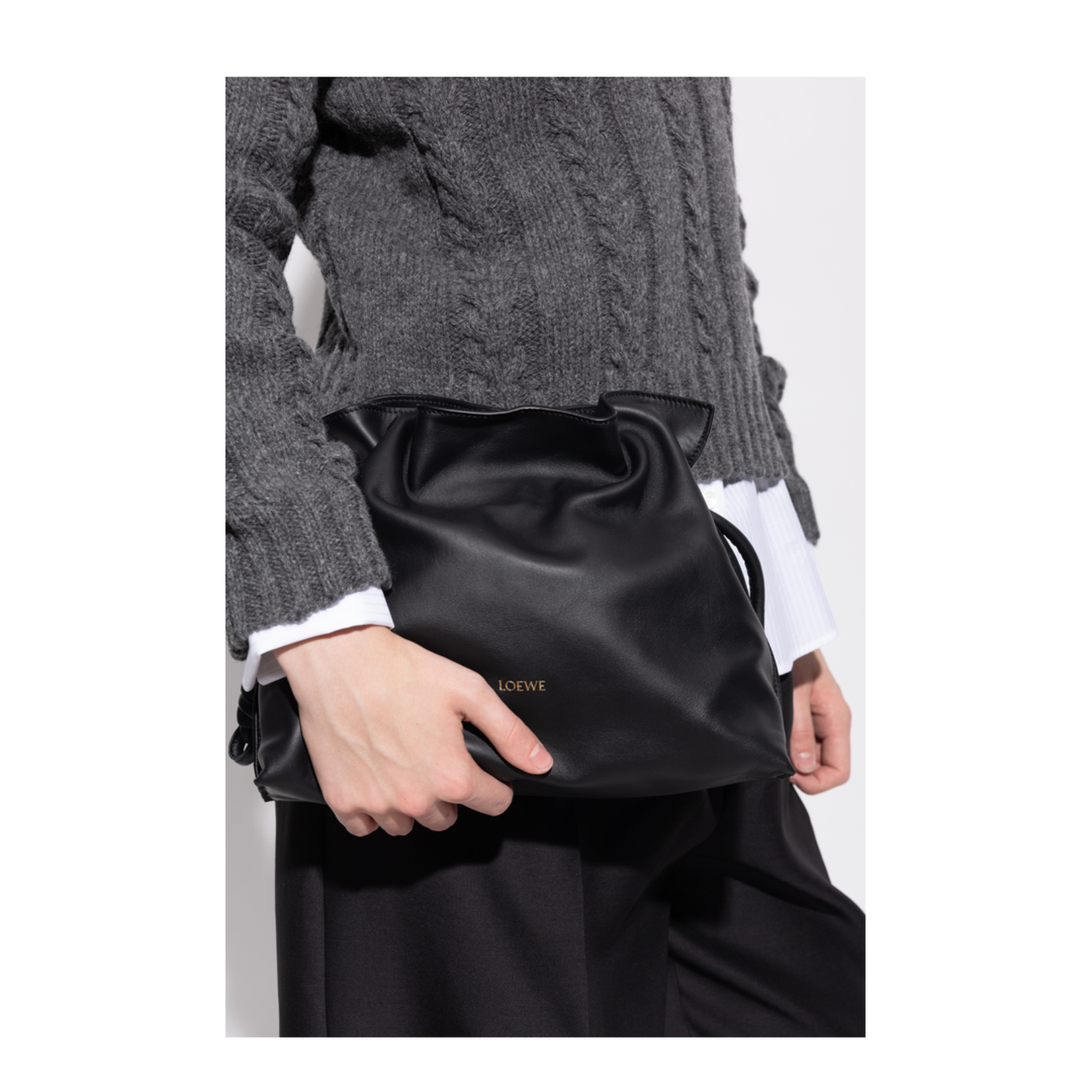 Flamenco Medium Nappa Calfskin Clutch - Black - Image 2