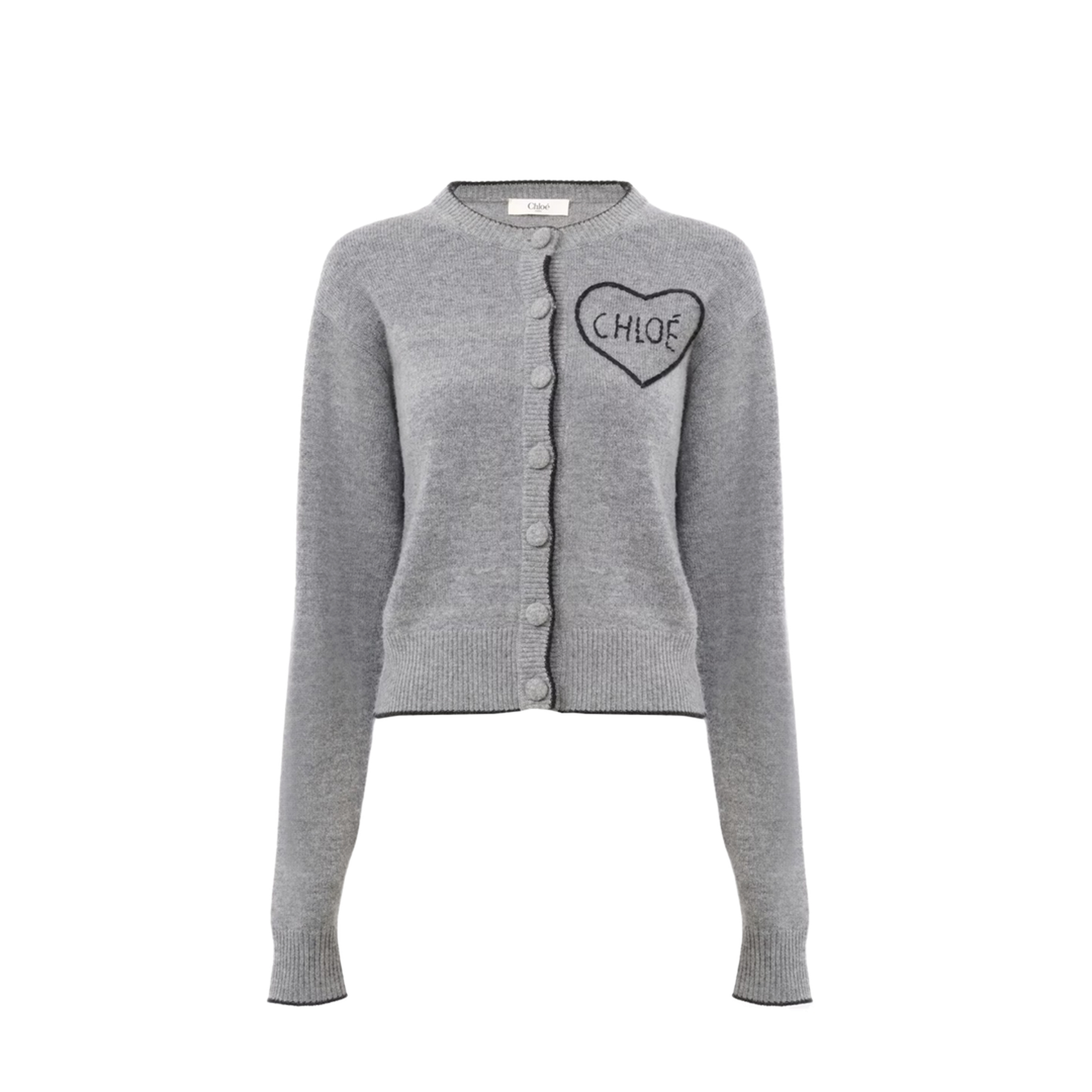 Grey Cardigan With Frontal Buttons Closure - Image 1