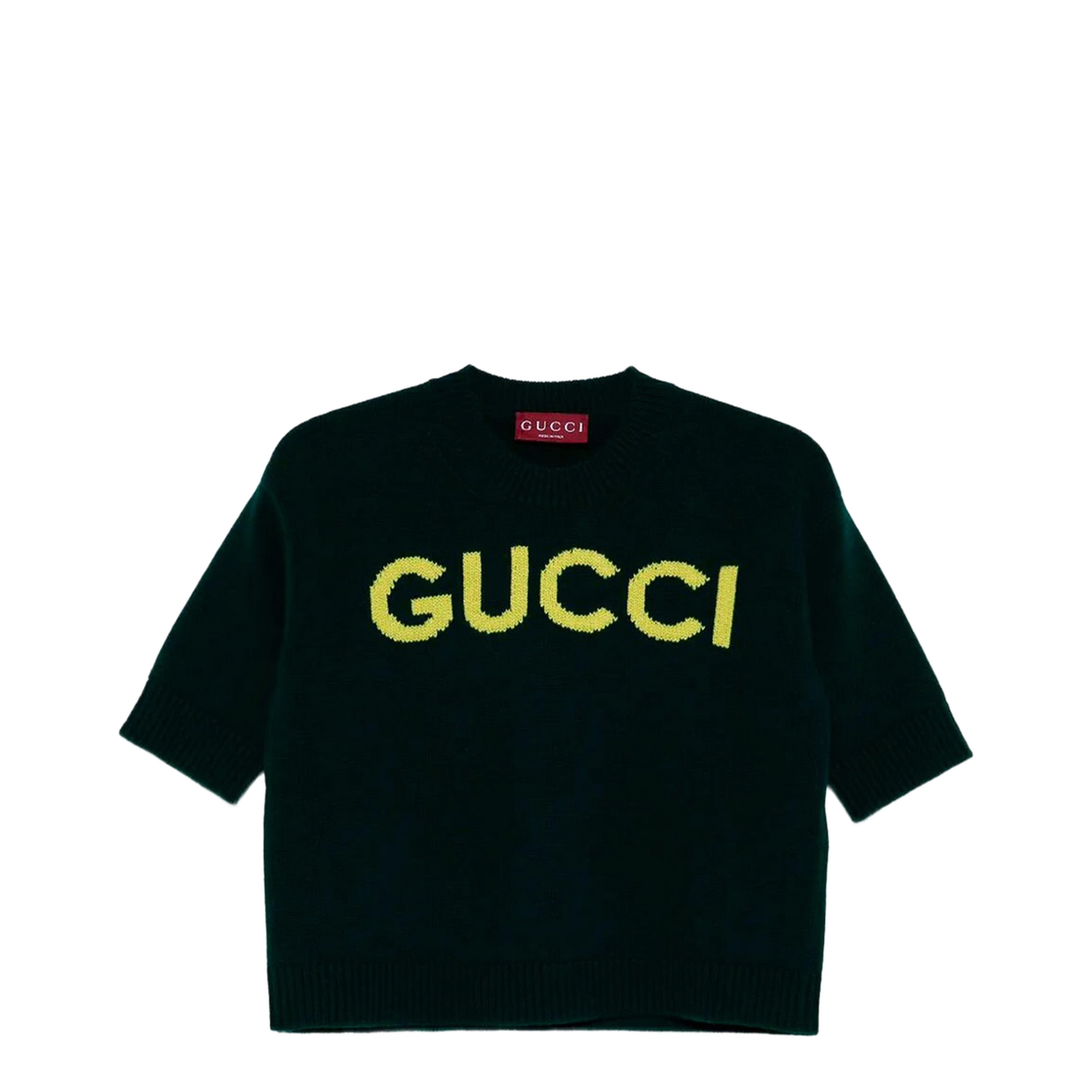 Soft Wool Top with Intarsia in Dark Green - Image 1