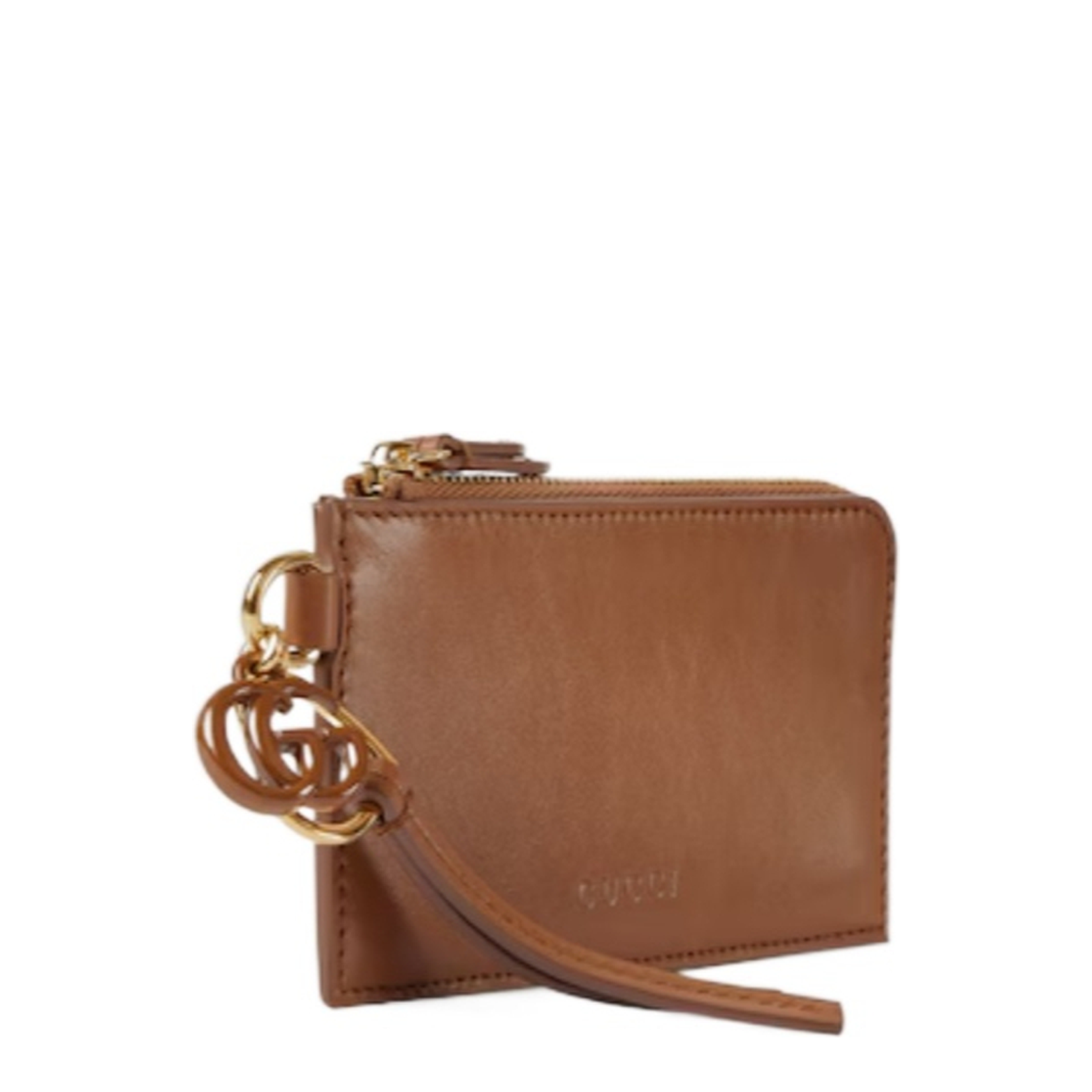 Card case with Double G charm in brown leather - Image 3