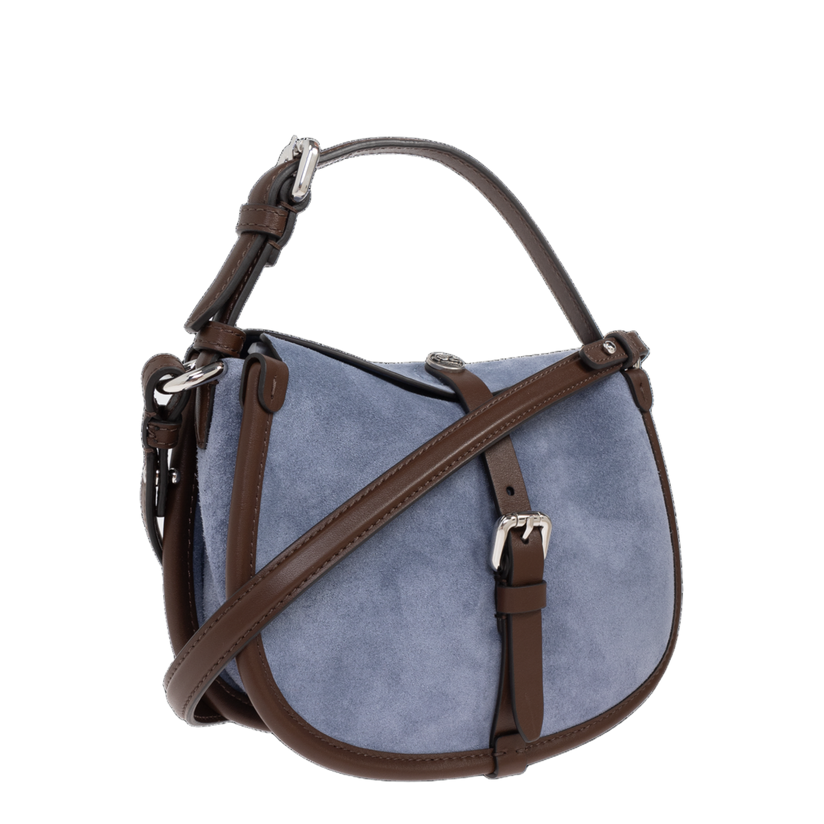 Pony Small Calf Suede Shoulder Bag - Blue (Light Blue) - Image 4