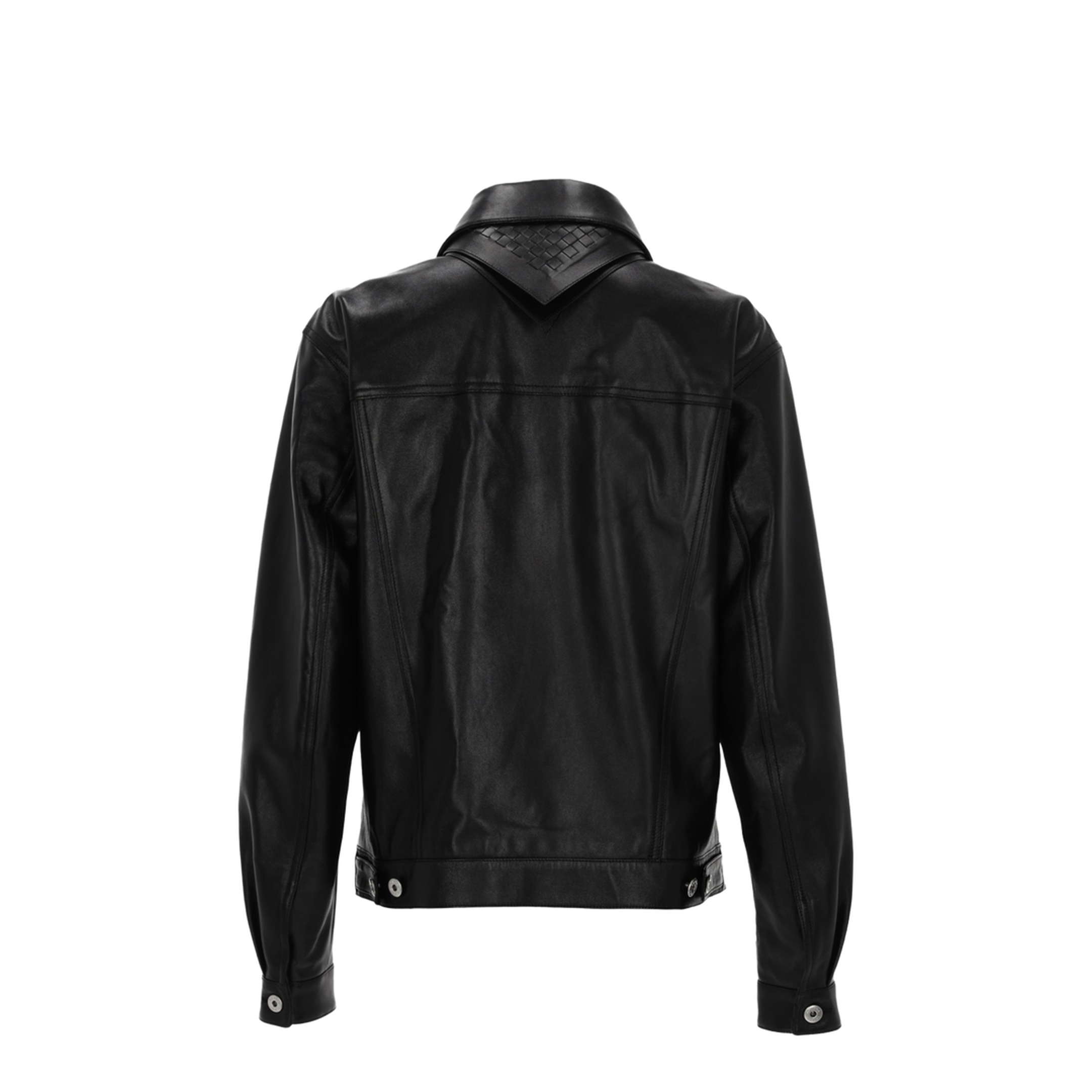 Black Nappa Leather Jacket With Intrecciato Leather Bandana - Image 3