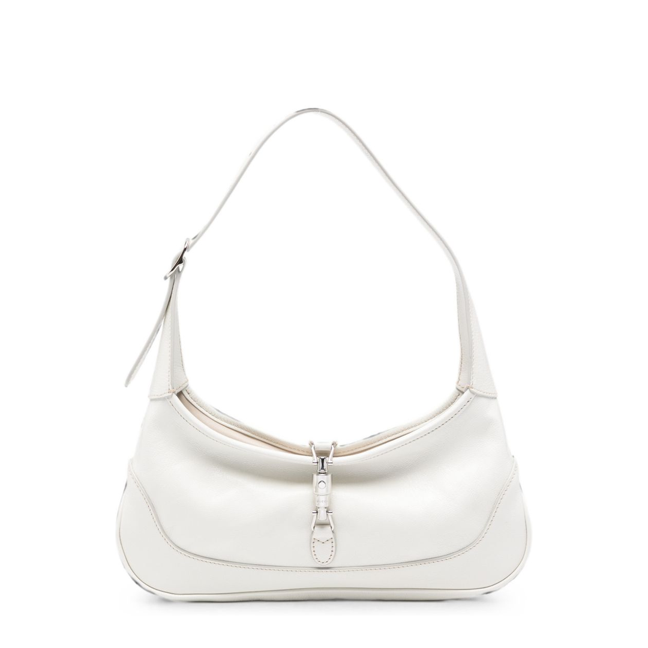 Jackie Slim Medium Soft Grain Leather Shoulder Bag - White - Image 1
