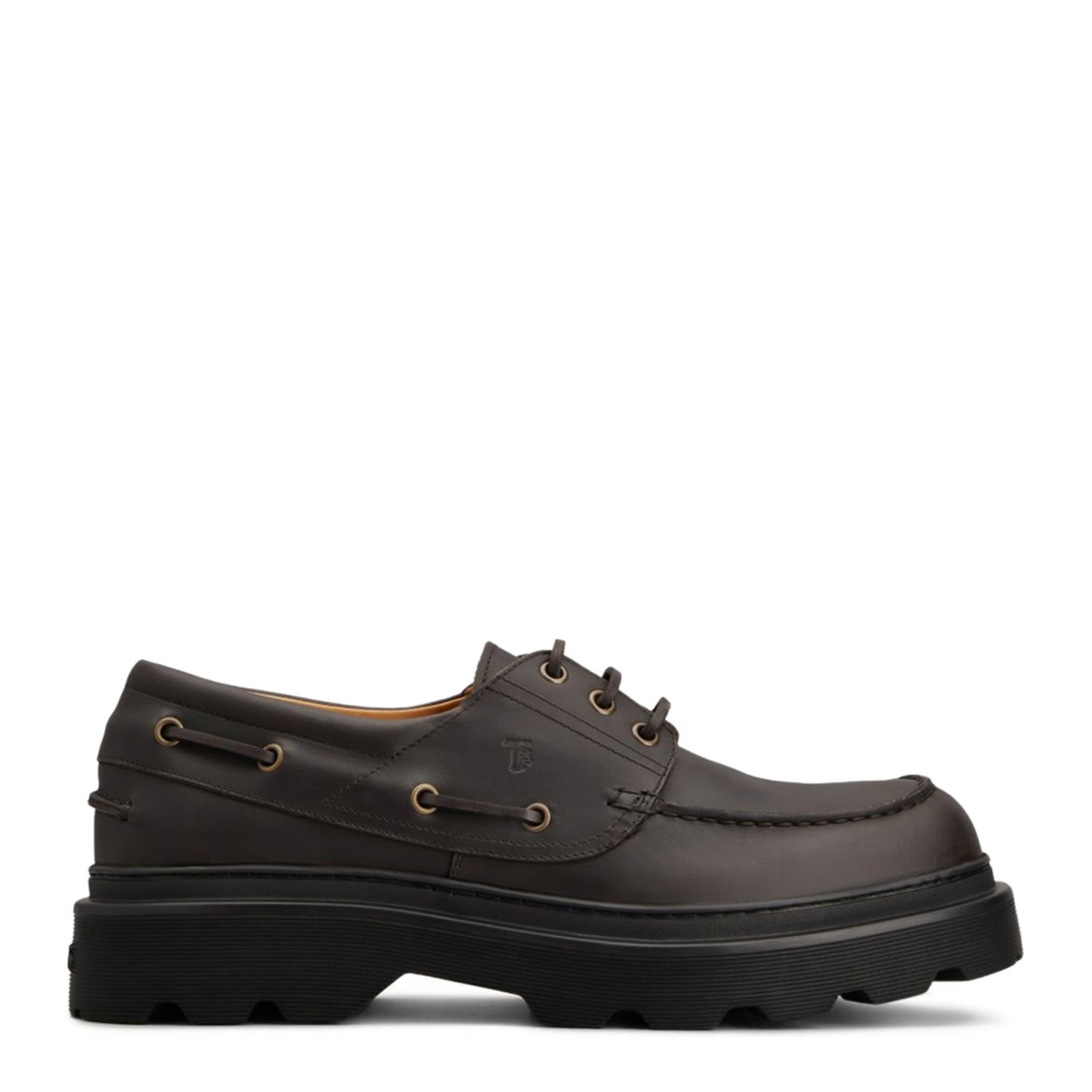 Coffee Brown Front Button Fastening Moc Stitching - Image 1