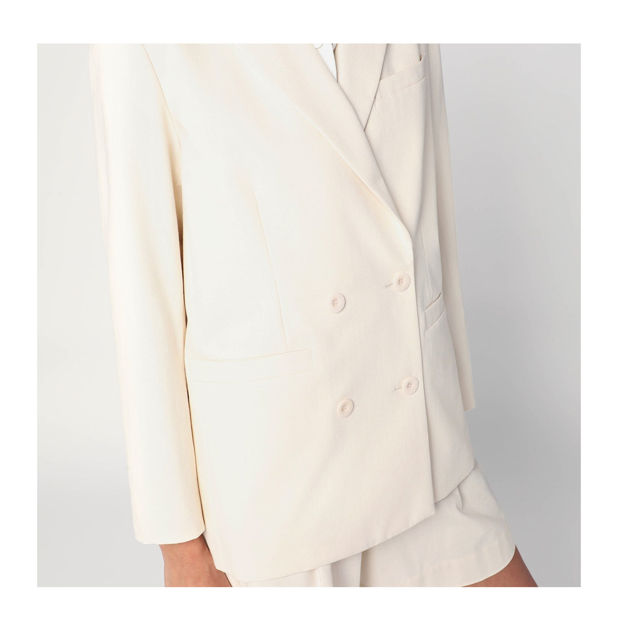 Double-Breasted Jacket In Ecru Cotton - Image 2