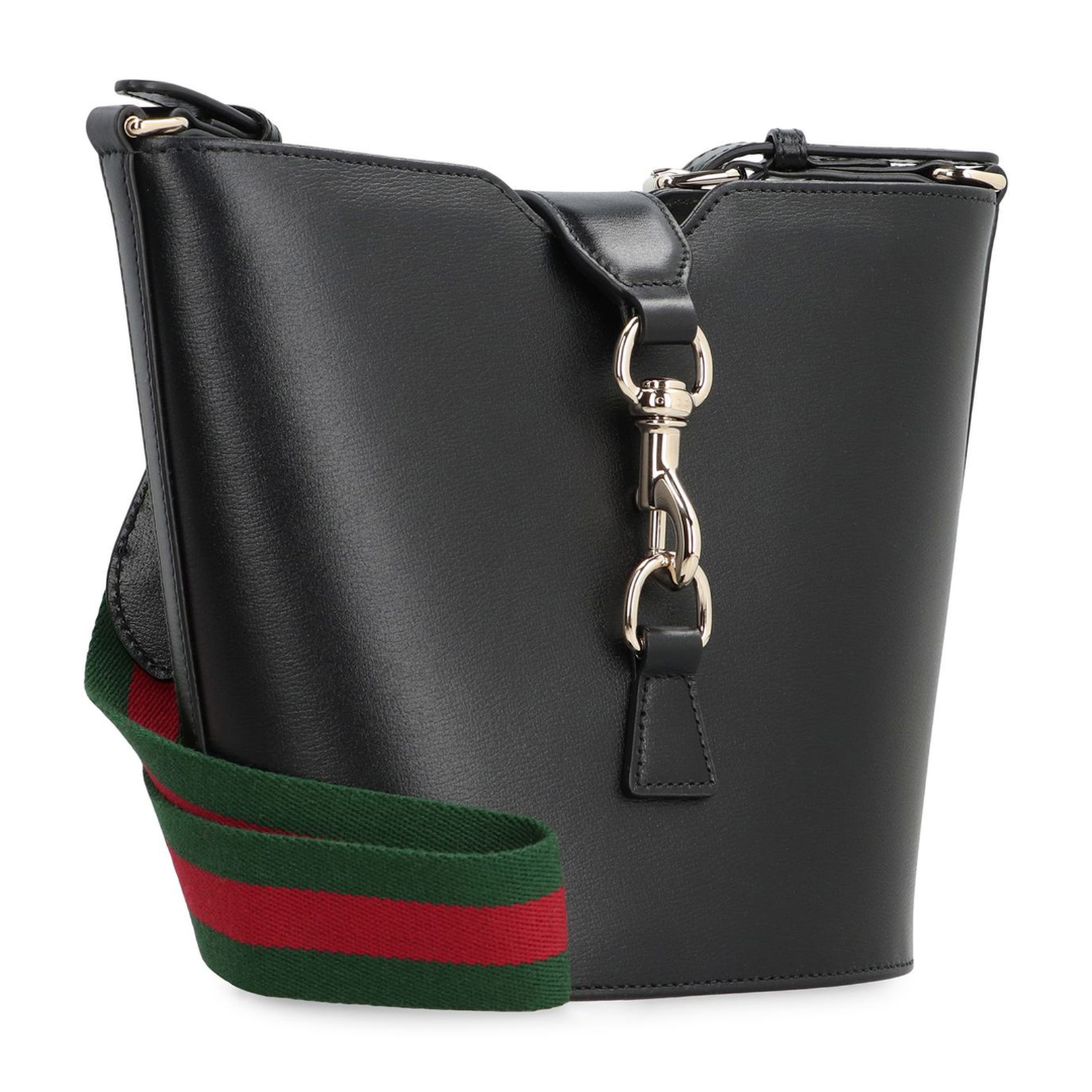 Mini Leather Bucket Shoulder Bag - Black - Image 3