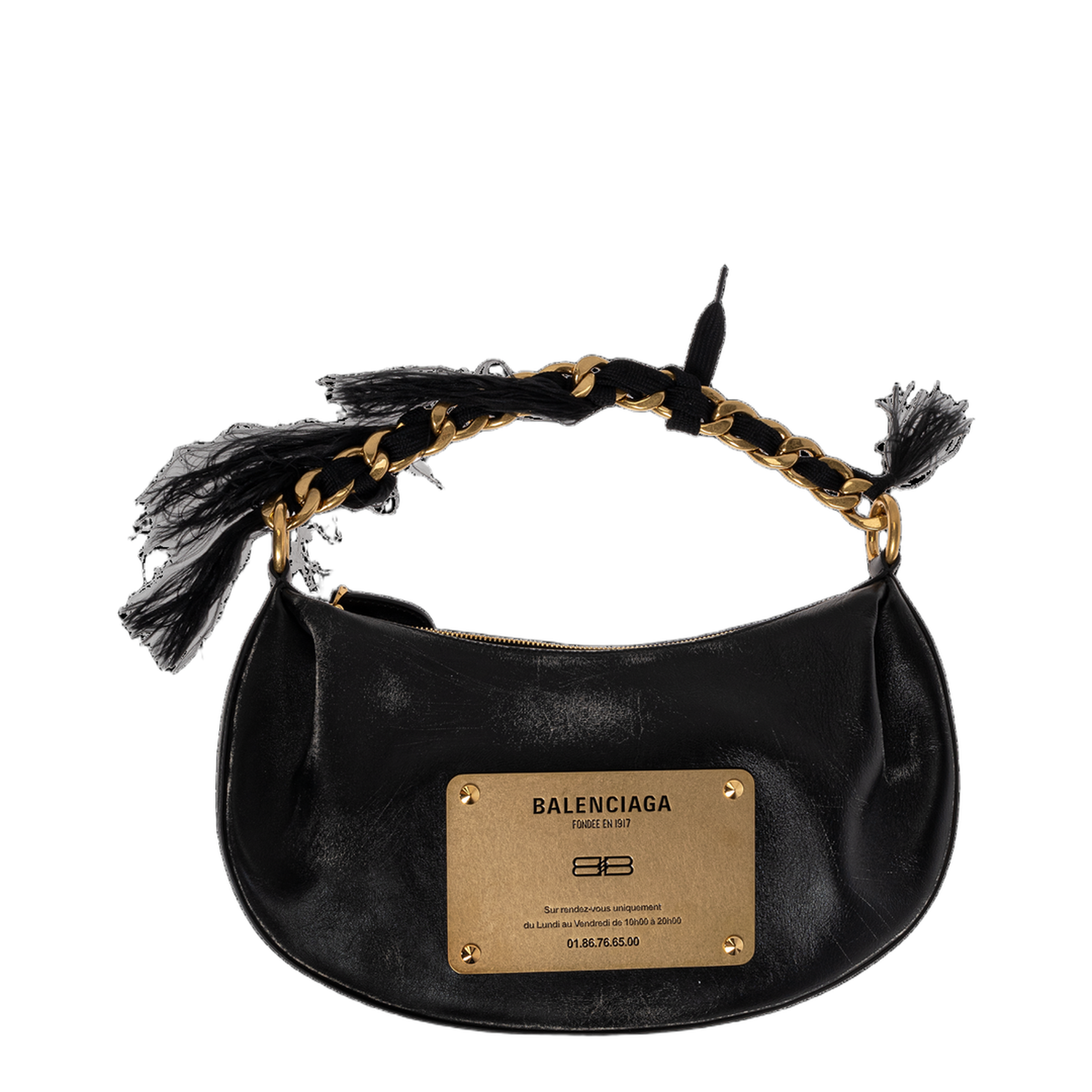 Leather Shoulder Bag Vintage Effect - Black - Image 1