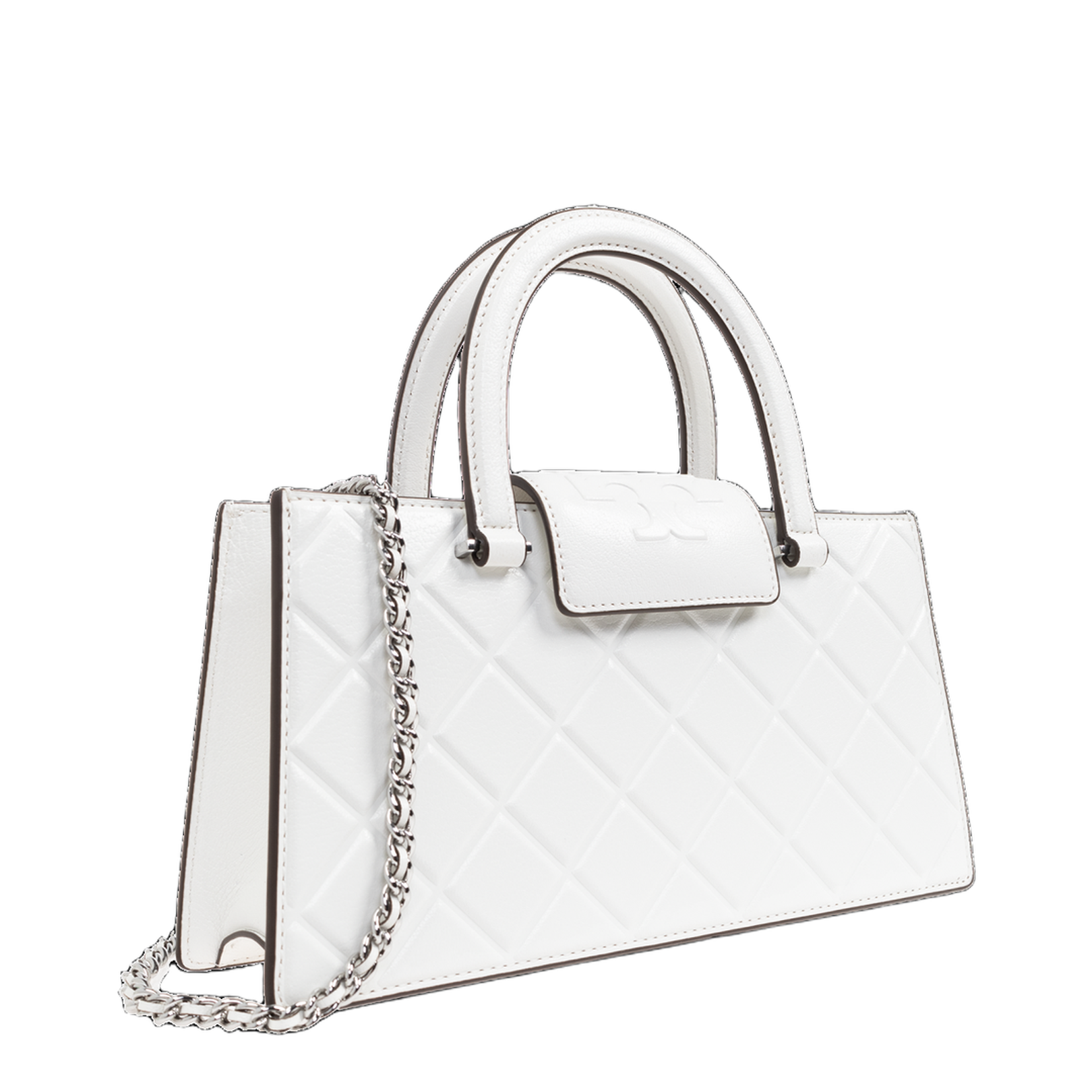 Logo-Embossed Handbag Leather White - Image 4