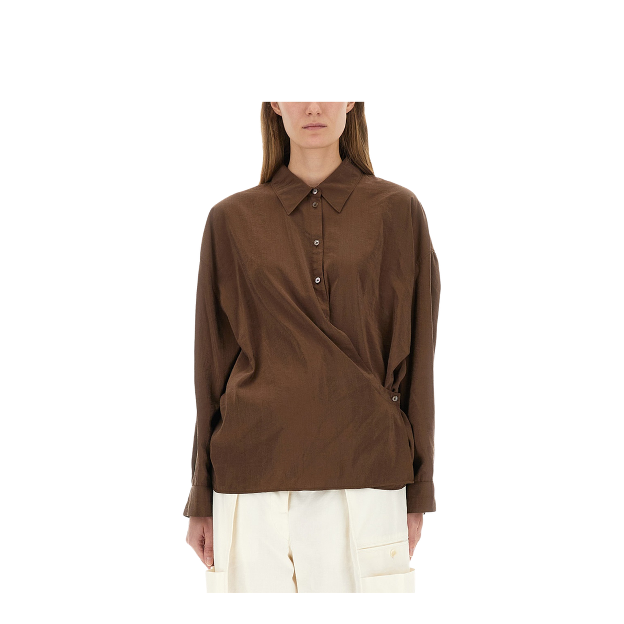 Straight Collar Twisted Shirt - Image 1