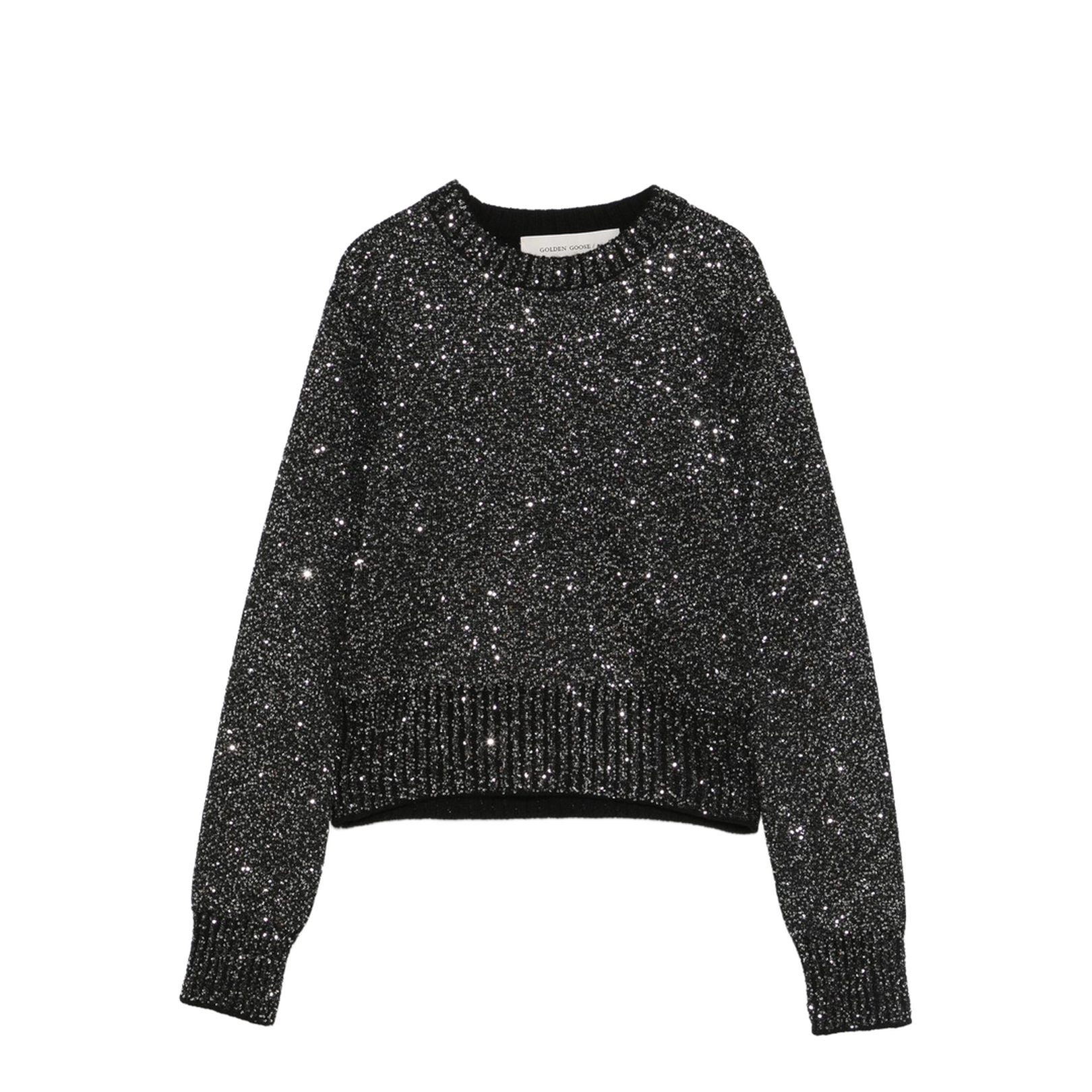 Black Wool Blend Cropped Sweater - Image 1