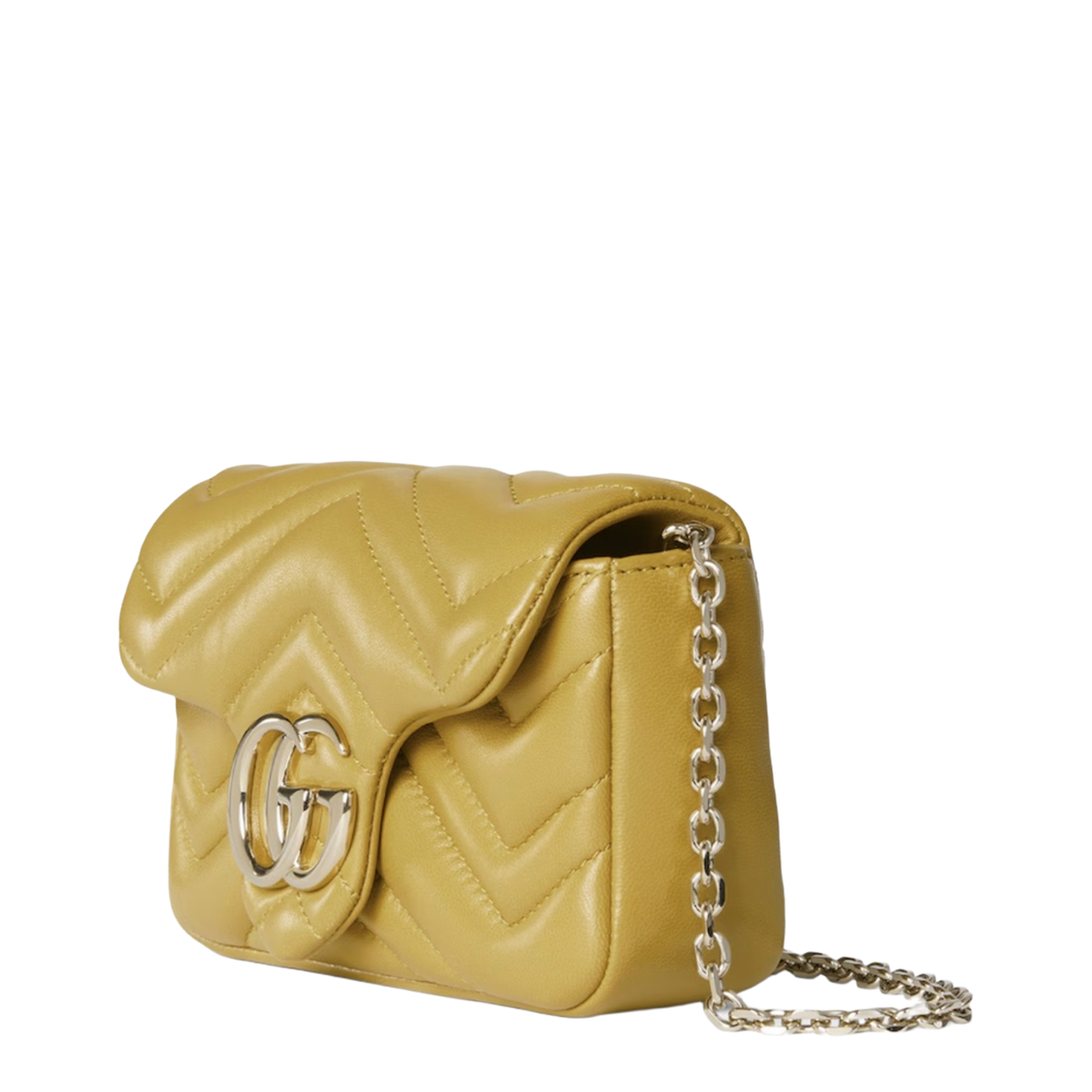 Marmont Mini Matelassé Chevron Leather Shoulder Bag - Mustard Yellow - Image 3