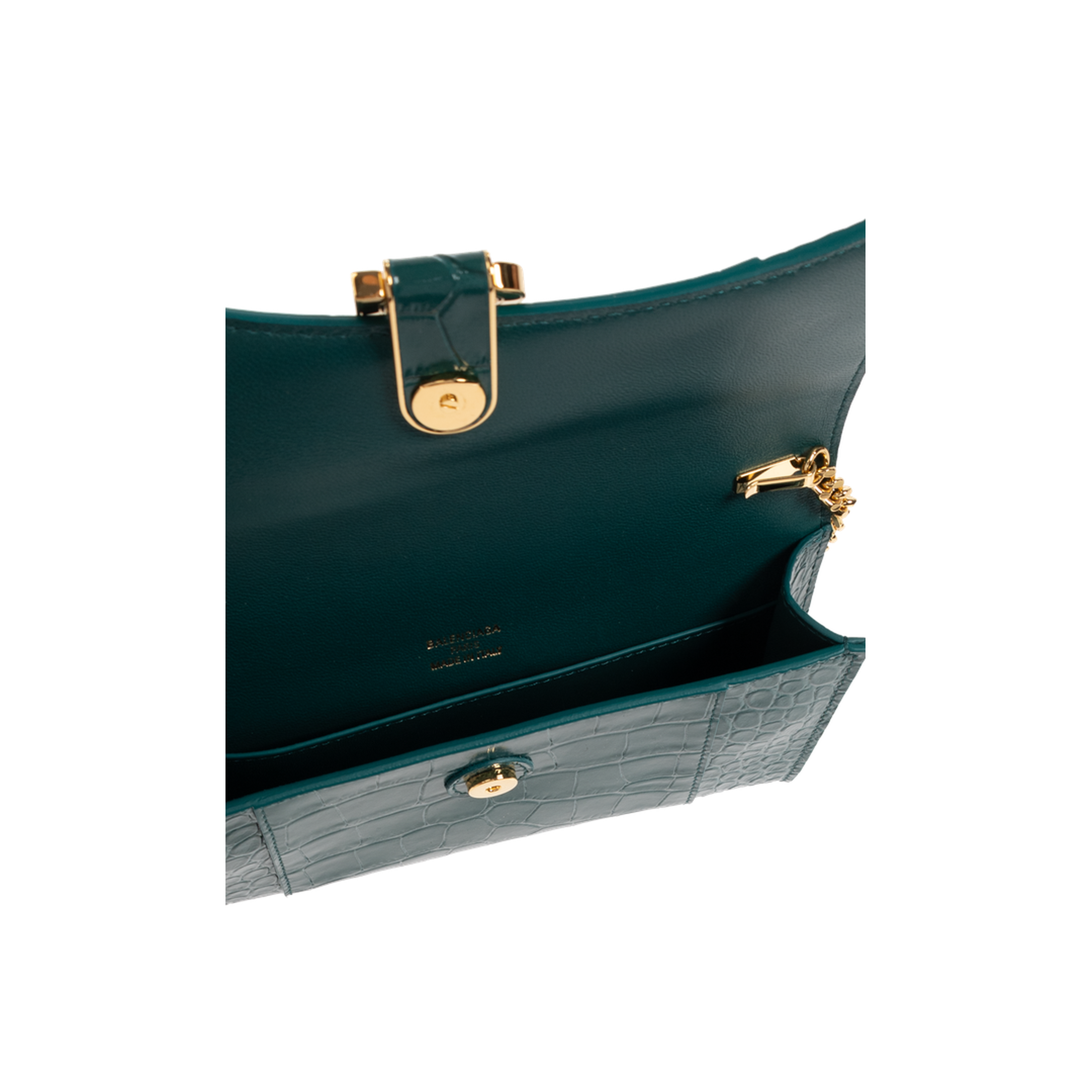 Hourglass Calfskin Wallet On Chain - Dark Emerald - Image 5