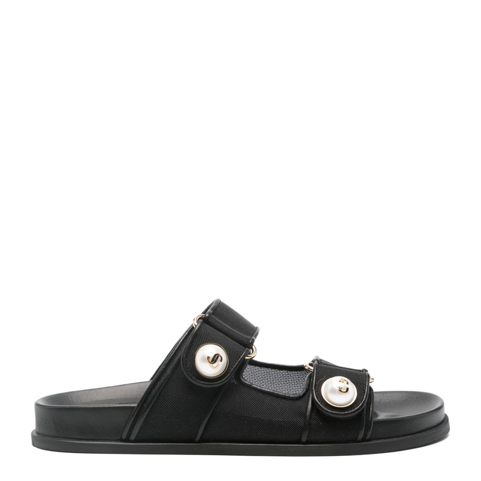 Fayence Sandal Black Mesh and Patent Leather Sandals - Image 1