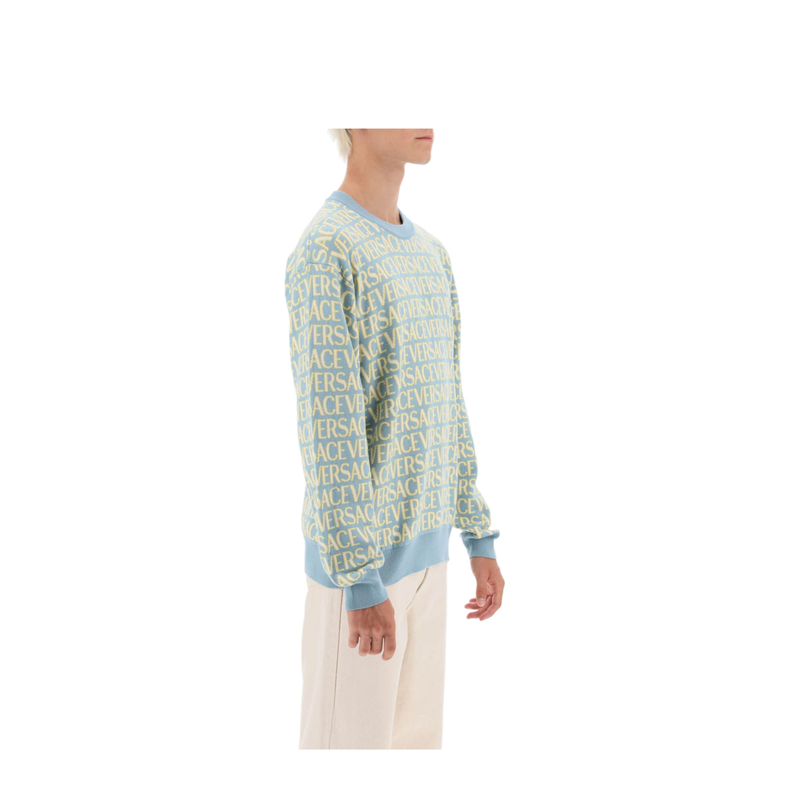 Cotton Crew Neck Sweater Blue - Image 4