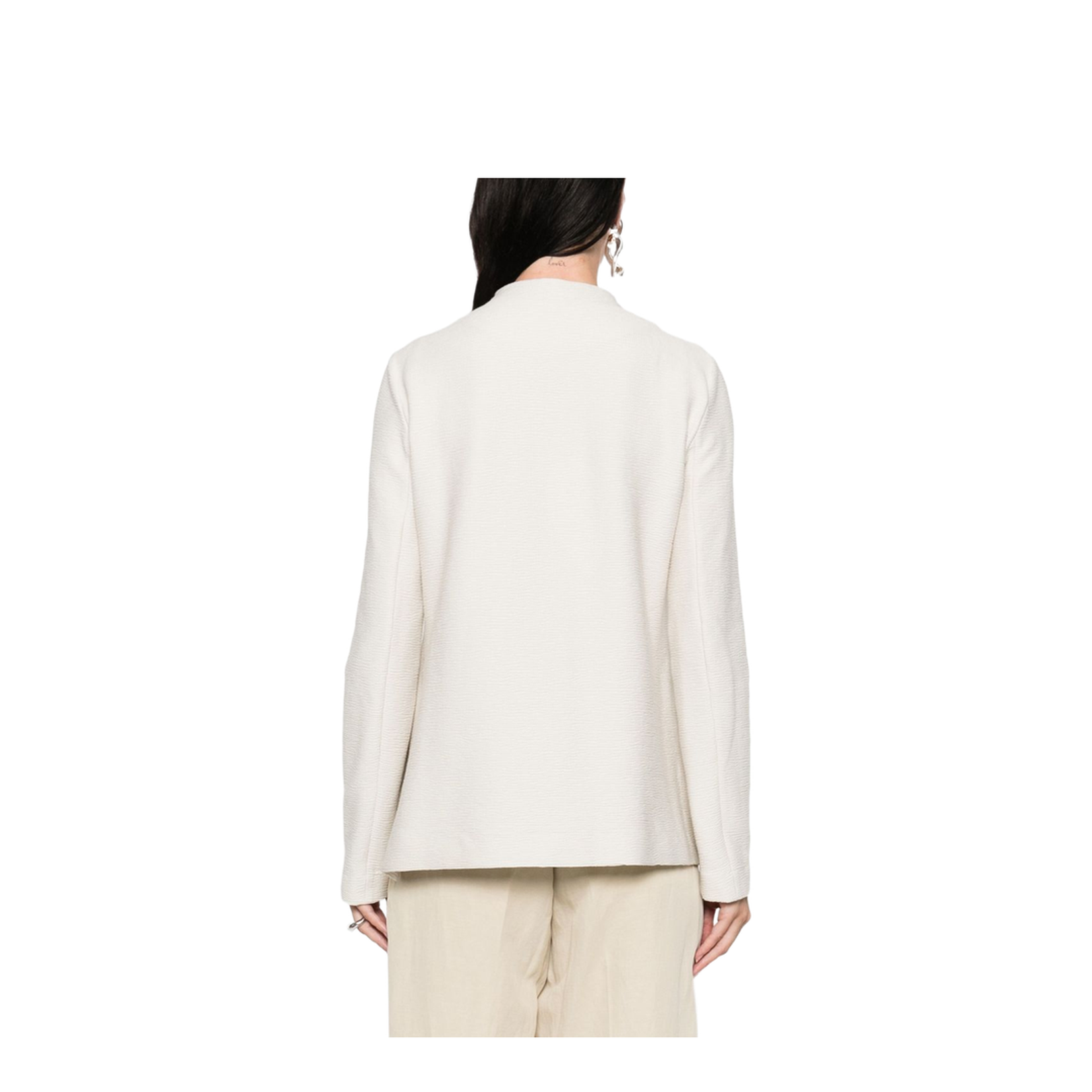 Ivory Button Fastening Round Neck Long Sleeves - Image 2