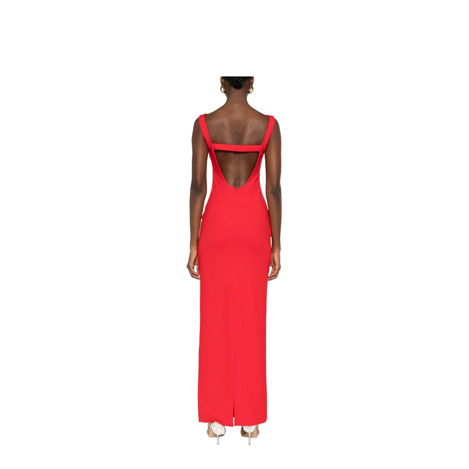 Red Boat Neck Sleeveless Maxi Dress - Image 4